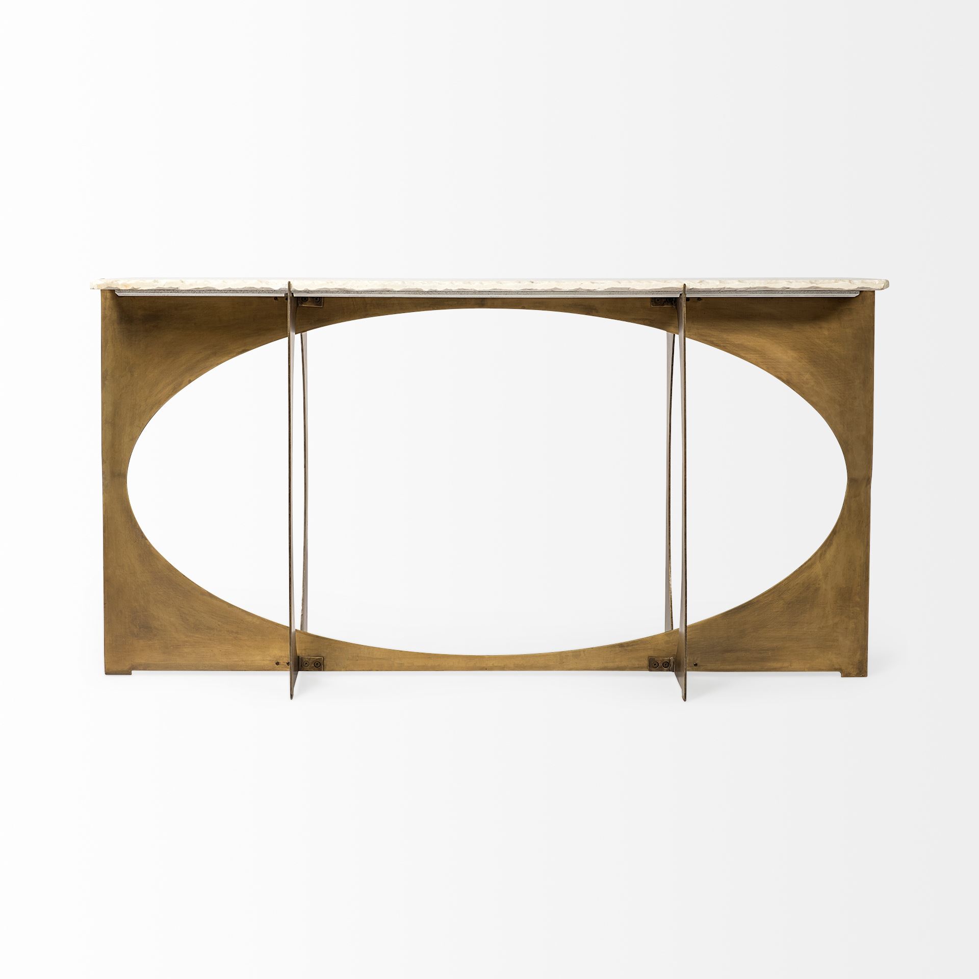 Mercana Reinhold IV White Marble Top Gold Metal Base Console Table