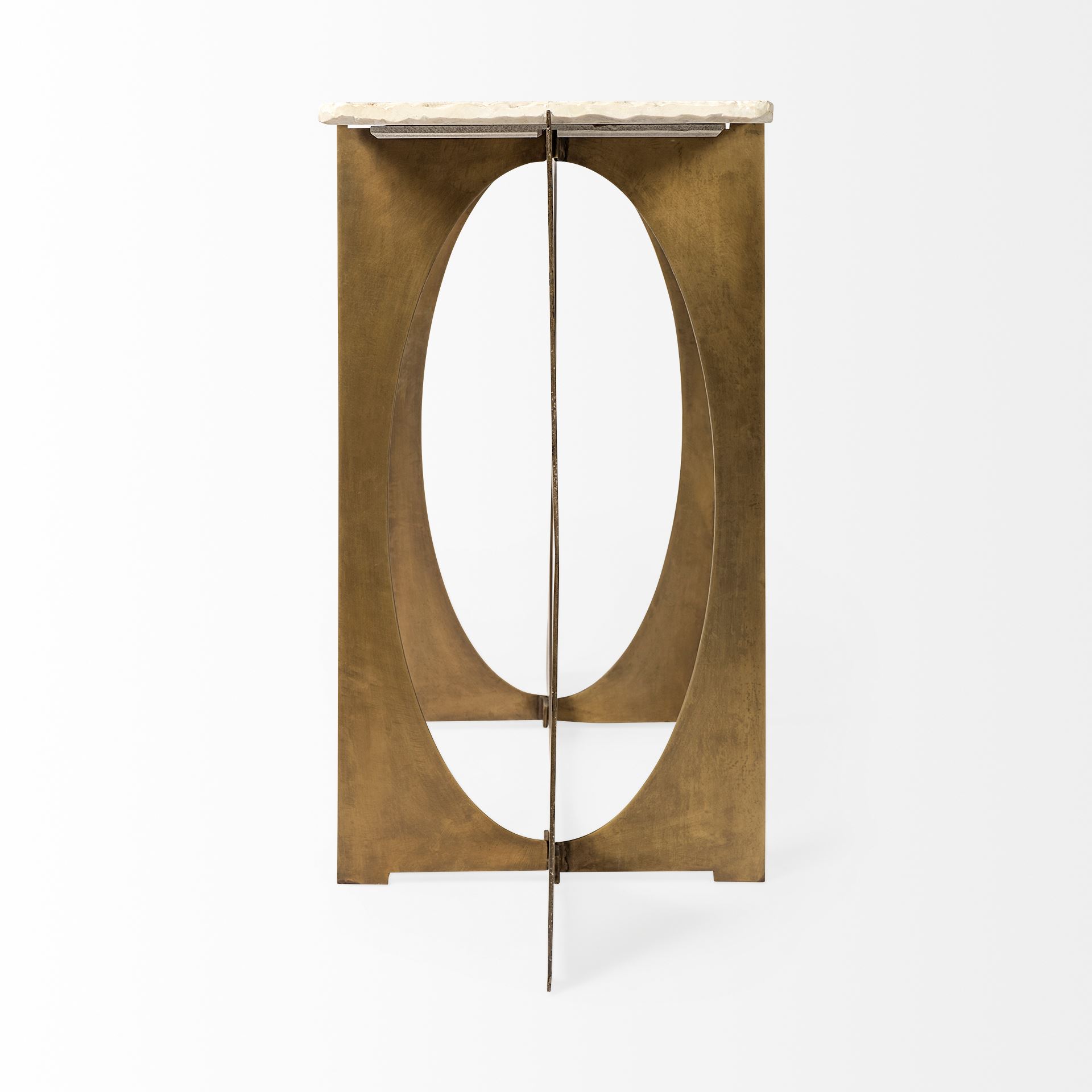 Mercana Reinhold IV White Marble Top Gold Metal Base Console Table