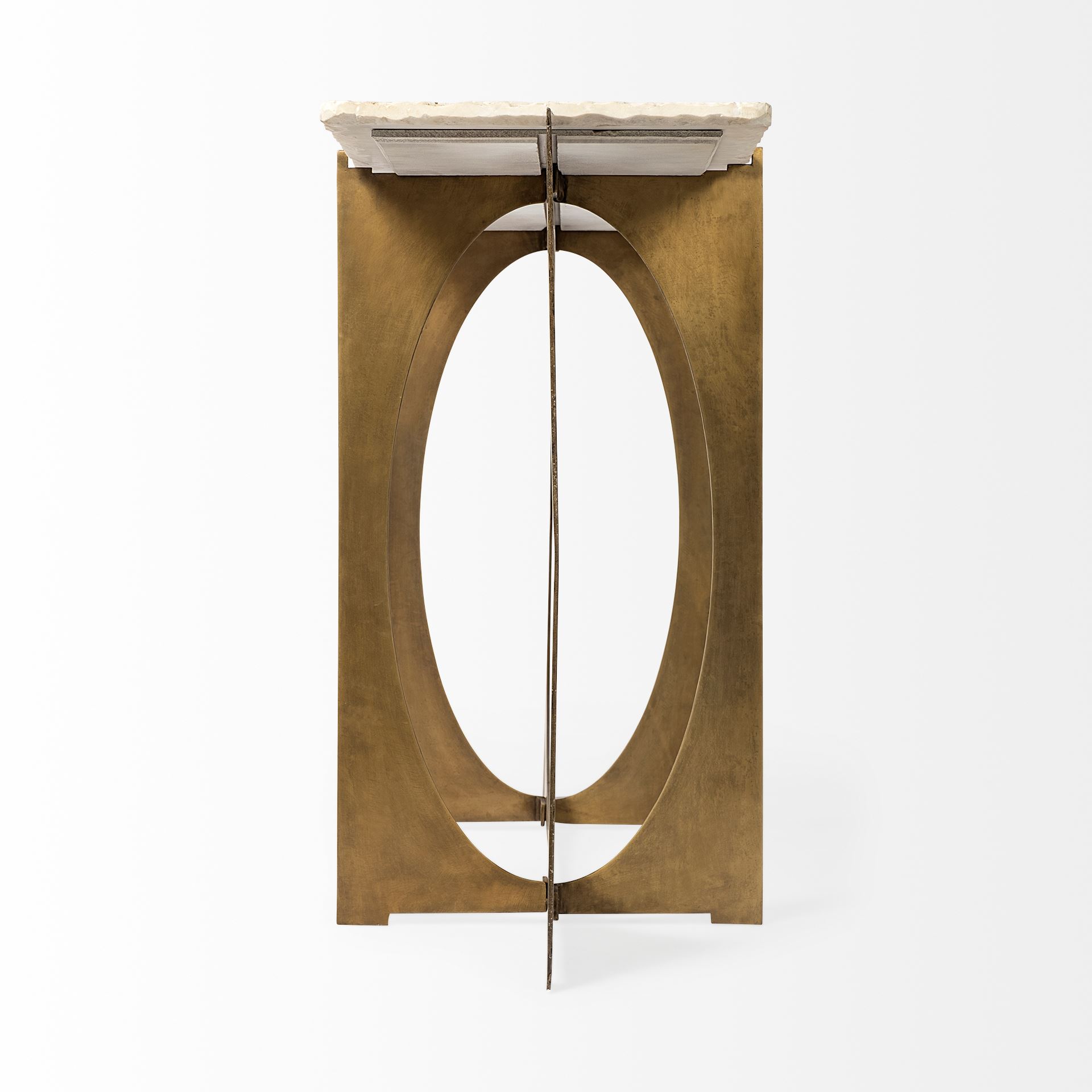 Mercana Reinhold IV White Marble Top Gold Metal Base Console Table