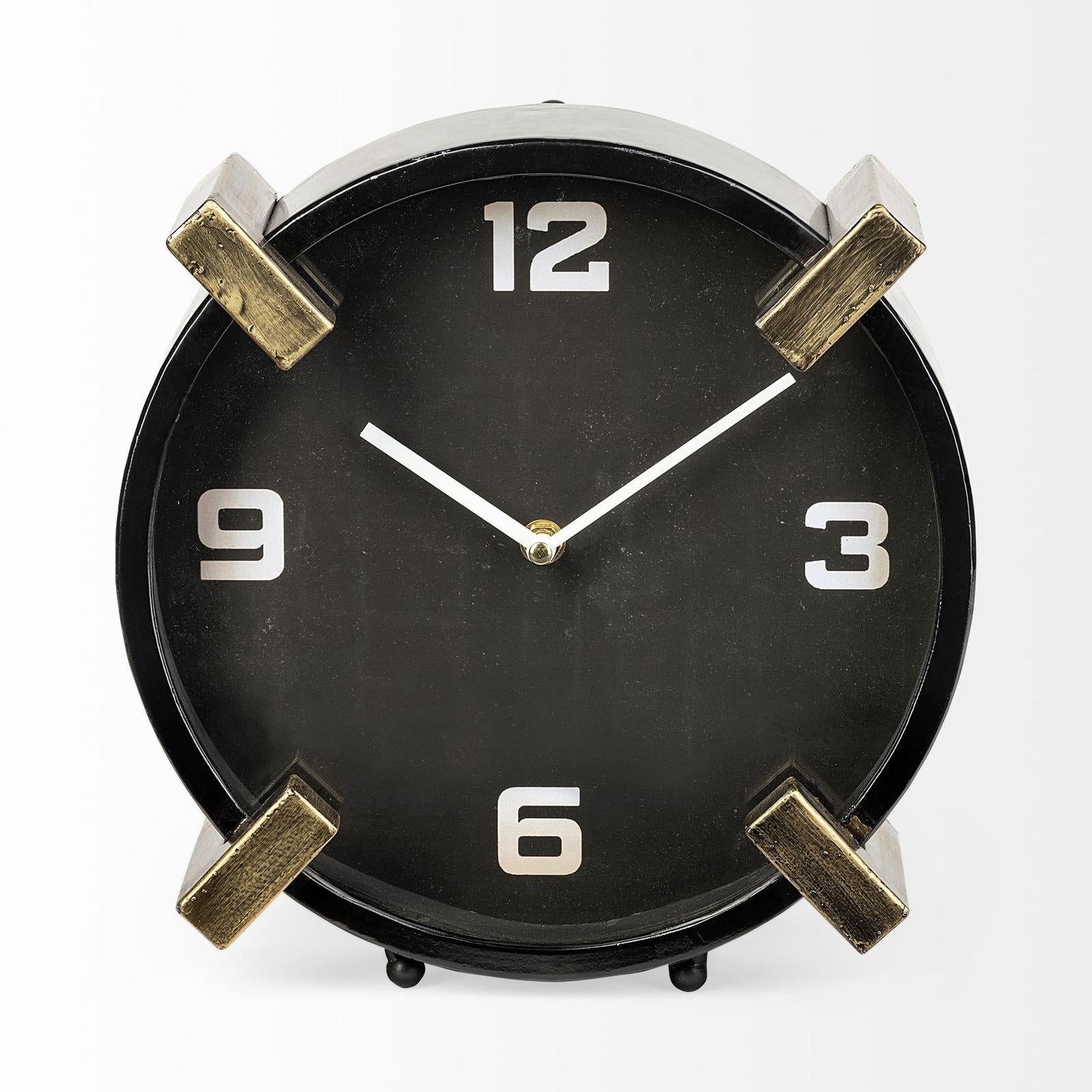 Mercana Agar Black Metal Round Table Clock