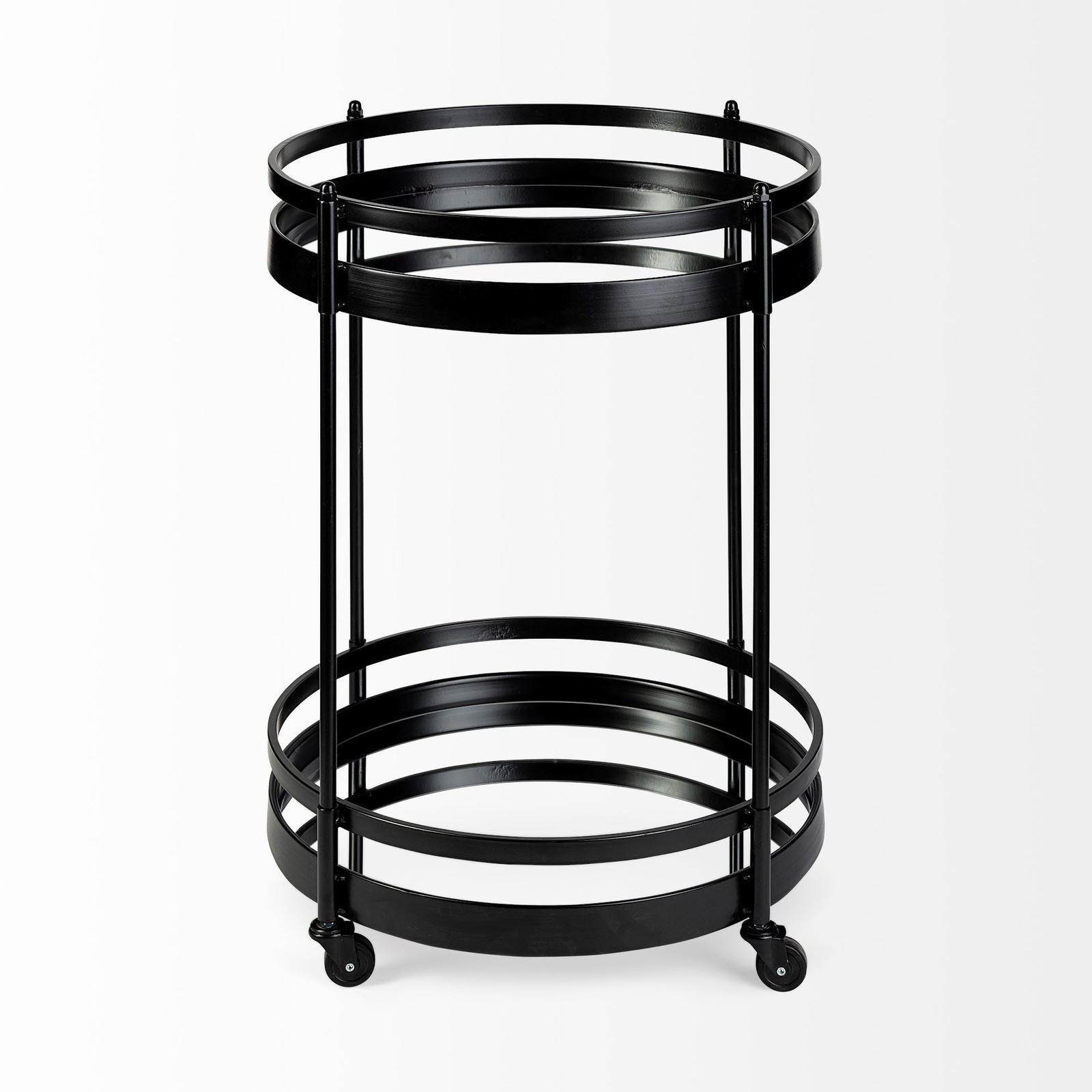 Mercana Ada Metal Frame Two-Tier w/Glass Shelf Bar Cart Clearance