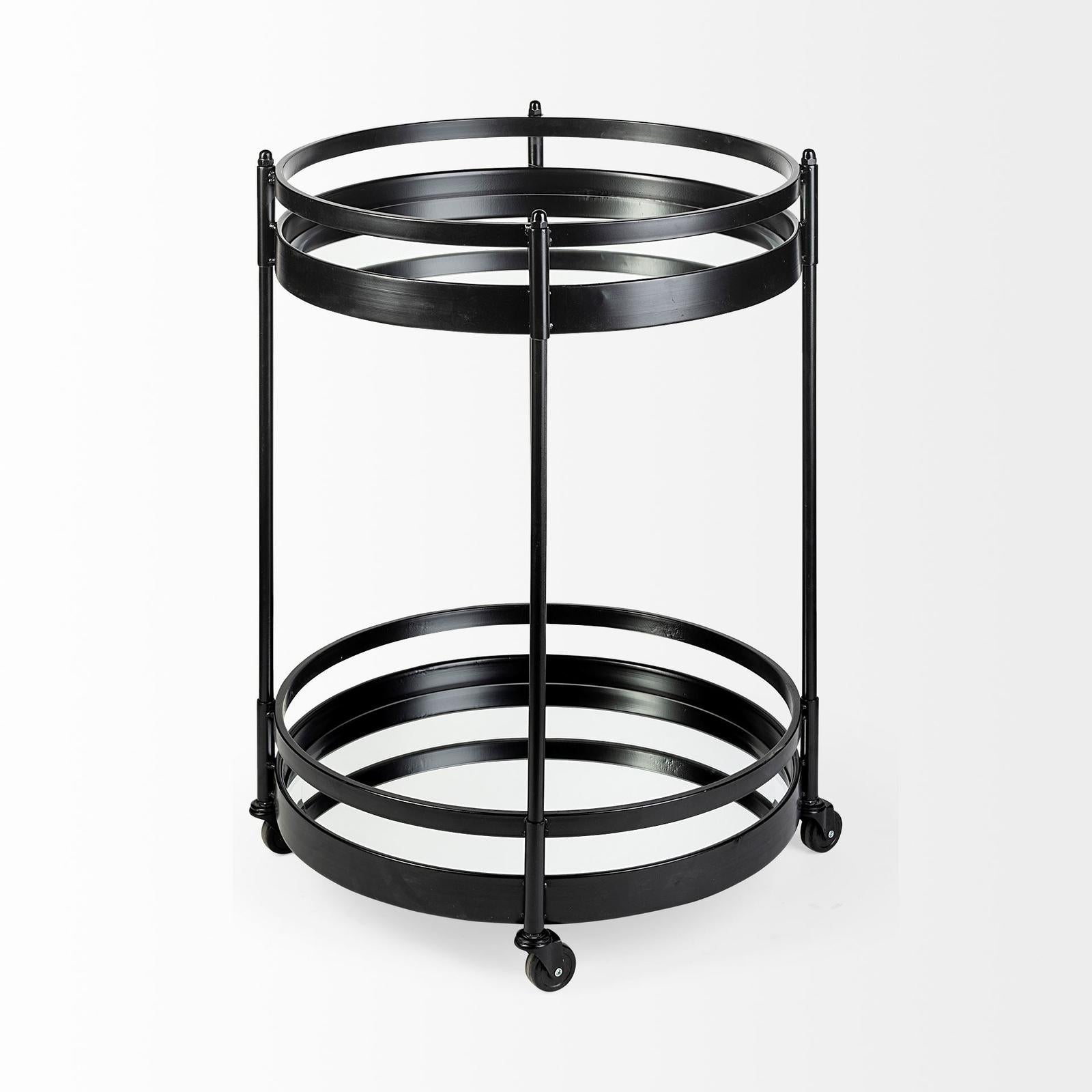 Mercana Ada Metal Frame Two-Tier w/Glass Shelf Bar Cart Clearance