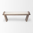 Mercana Elaine Brown Wood Upholstered Cream Seat Entryway Bench Clearance