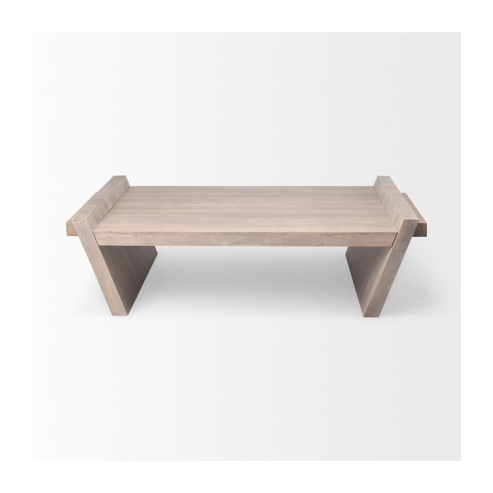 Mercana Elaine Brown Solid Wood Top & Base Coffee Table Clearance