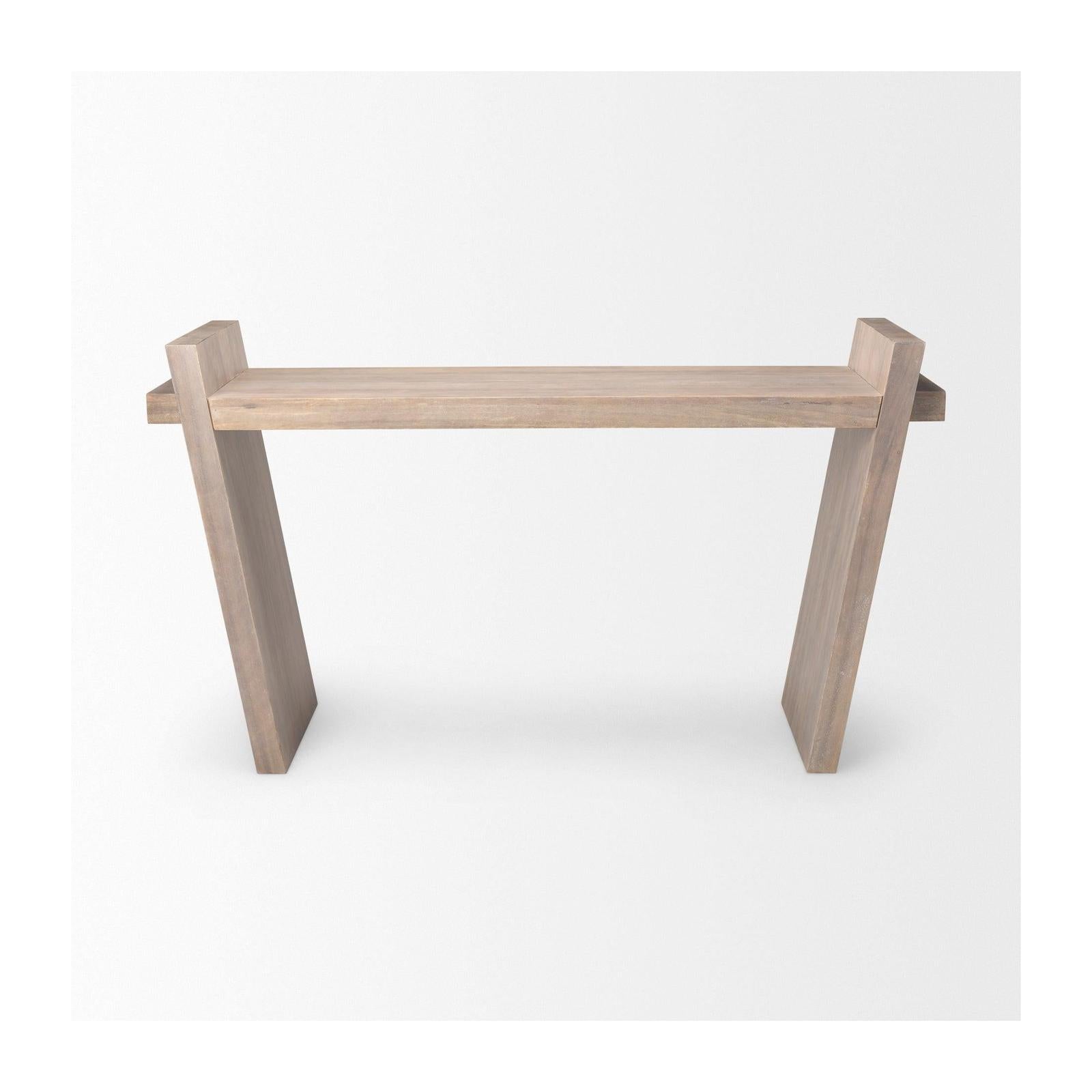 Mercana Elaine Brown Wood Angled Leg Console Table Clearance