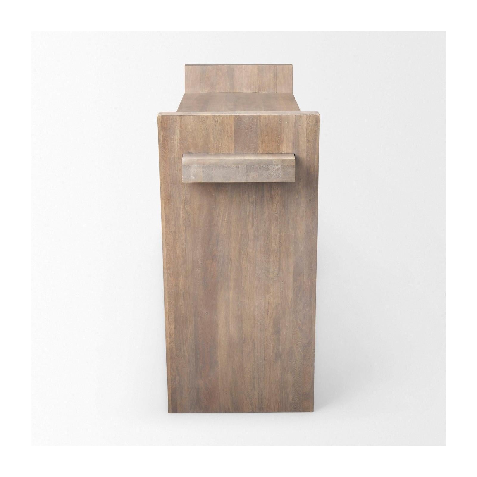 Mercana Elaine Brown Wood Angled Leg Console Table Clearance