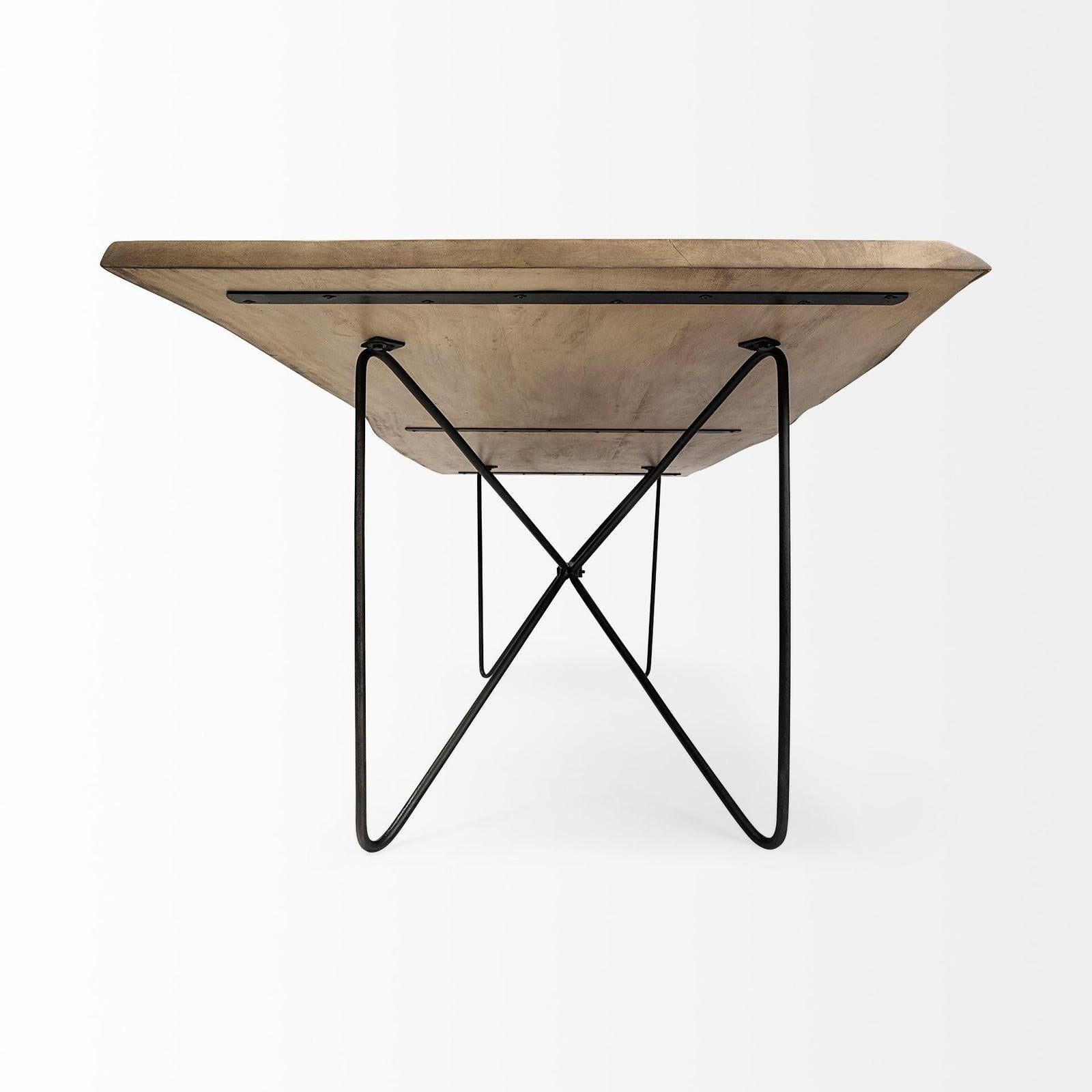 Mercana Papillion Rectangular Metal Base Dining Table Clearance