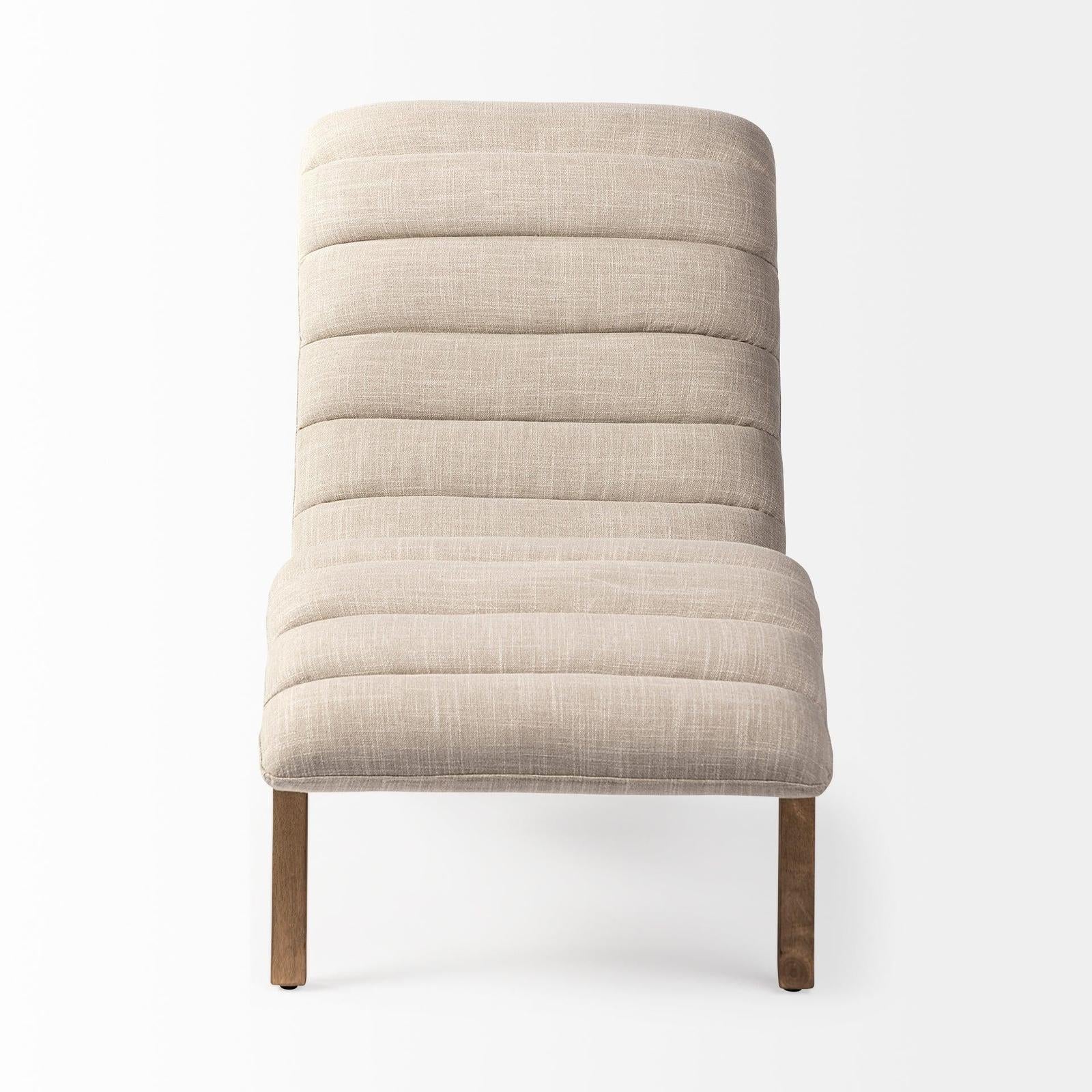 Mercana Pierre Beige Fabric Upholstered Armless Chaise Lounge Chair Clearance