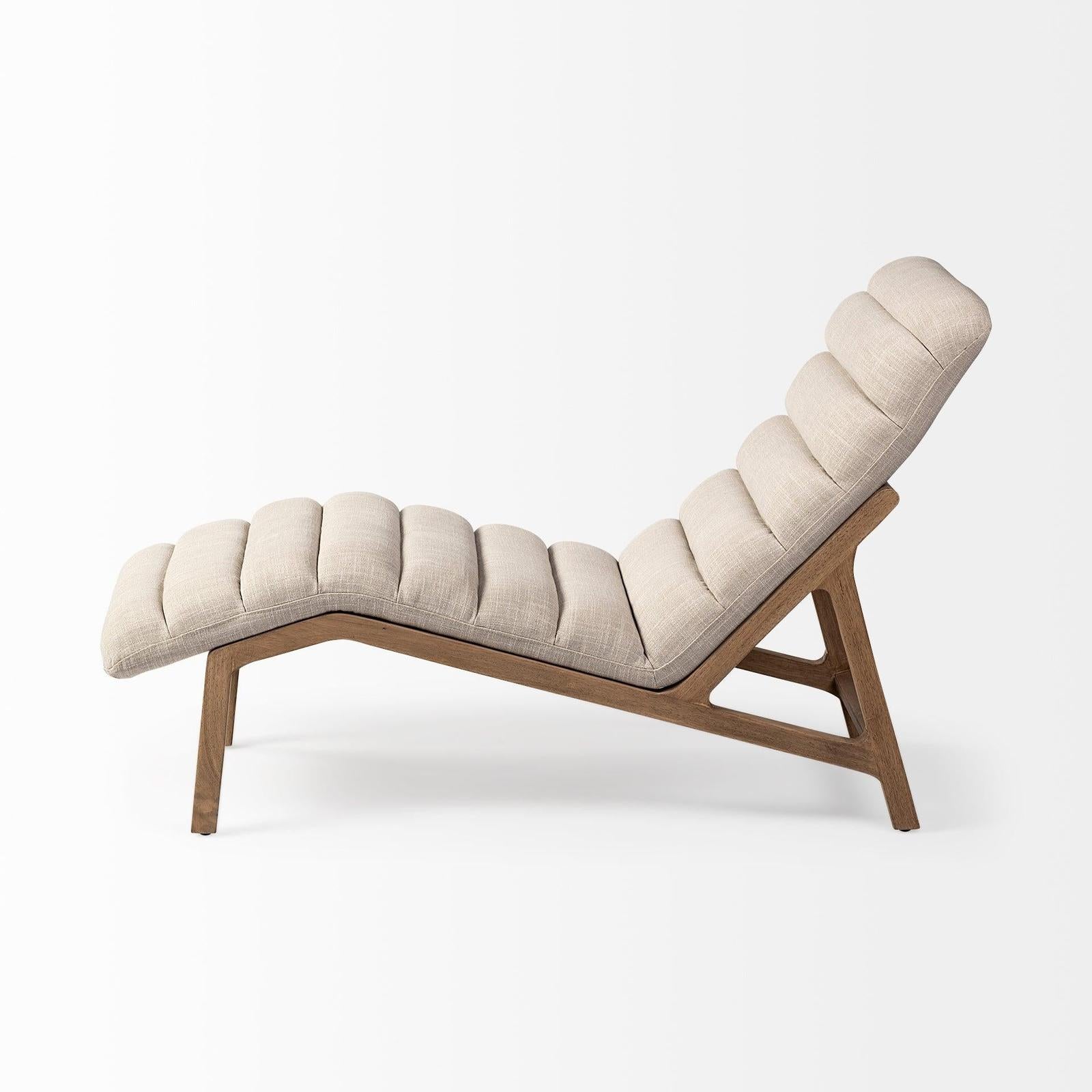 Mercana Pierre Beige Fabric Upholstered Armless Chaise Lounge Chair Clearance