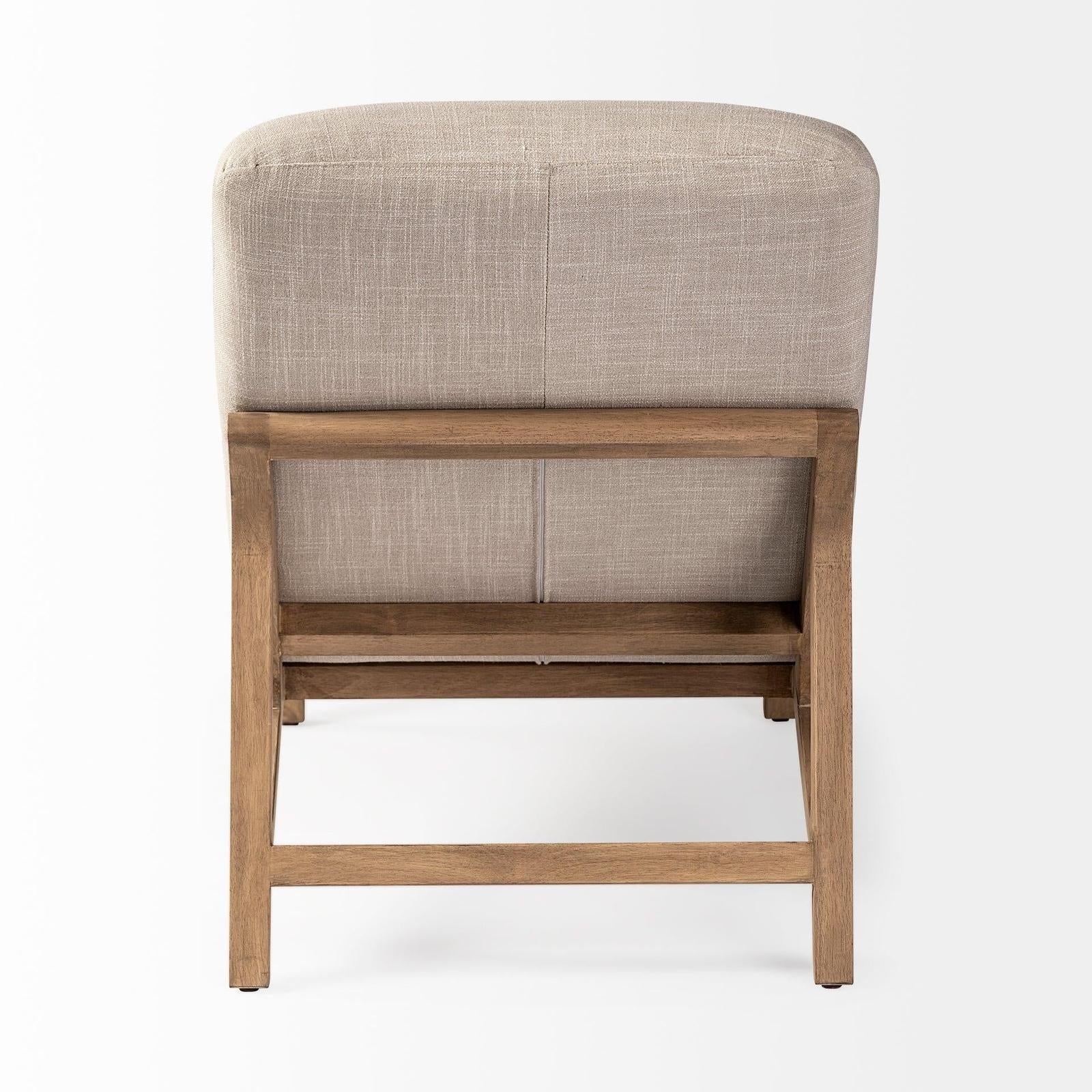 Mercana Pierre Beige Fabric Upholstered Armless Chaise Lounge Chair Clearance