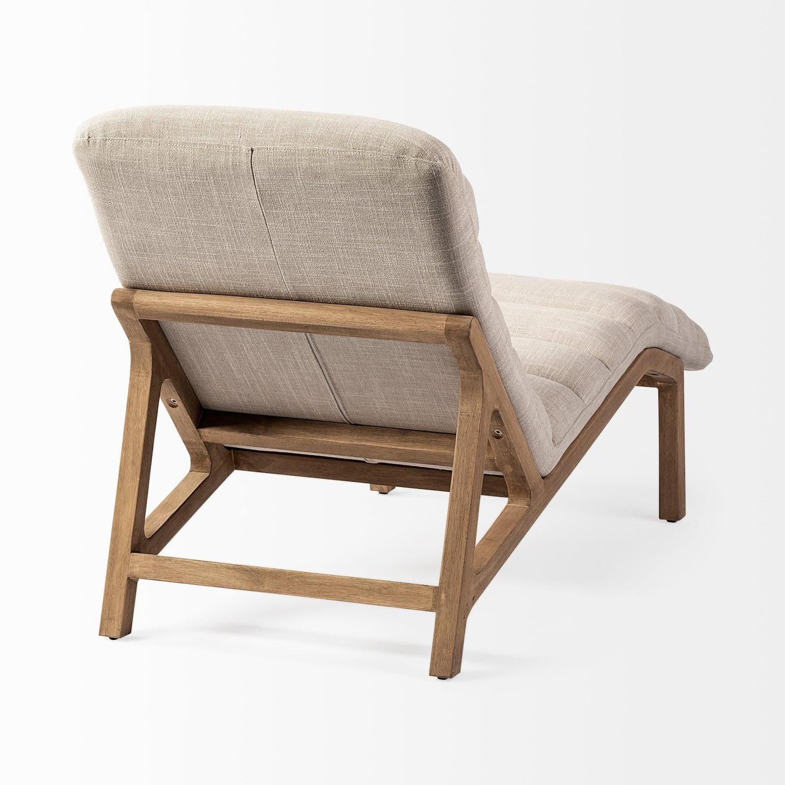 Mercana Pierre Beige Fabric Upholstered Armless Chaise Lounge Chair Clearance