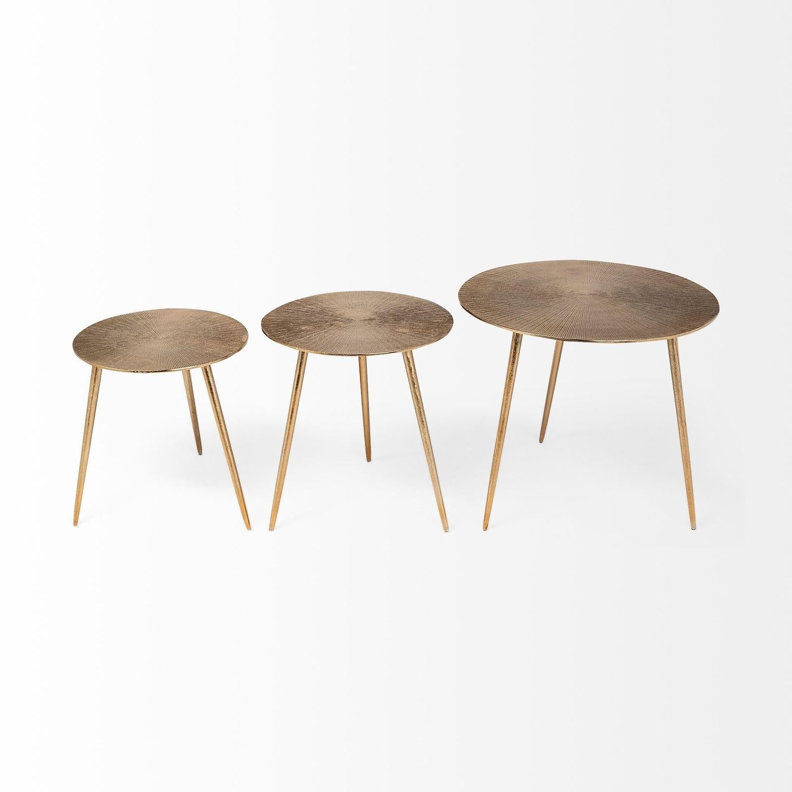 Mercana Reva Gold Round Top Cast Aluminum Accent Table