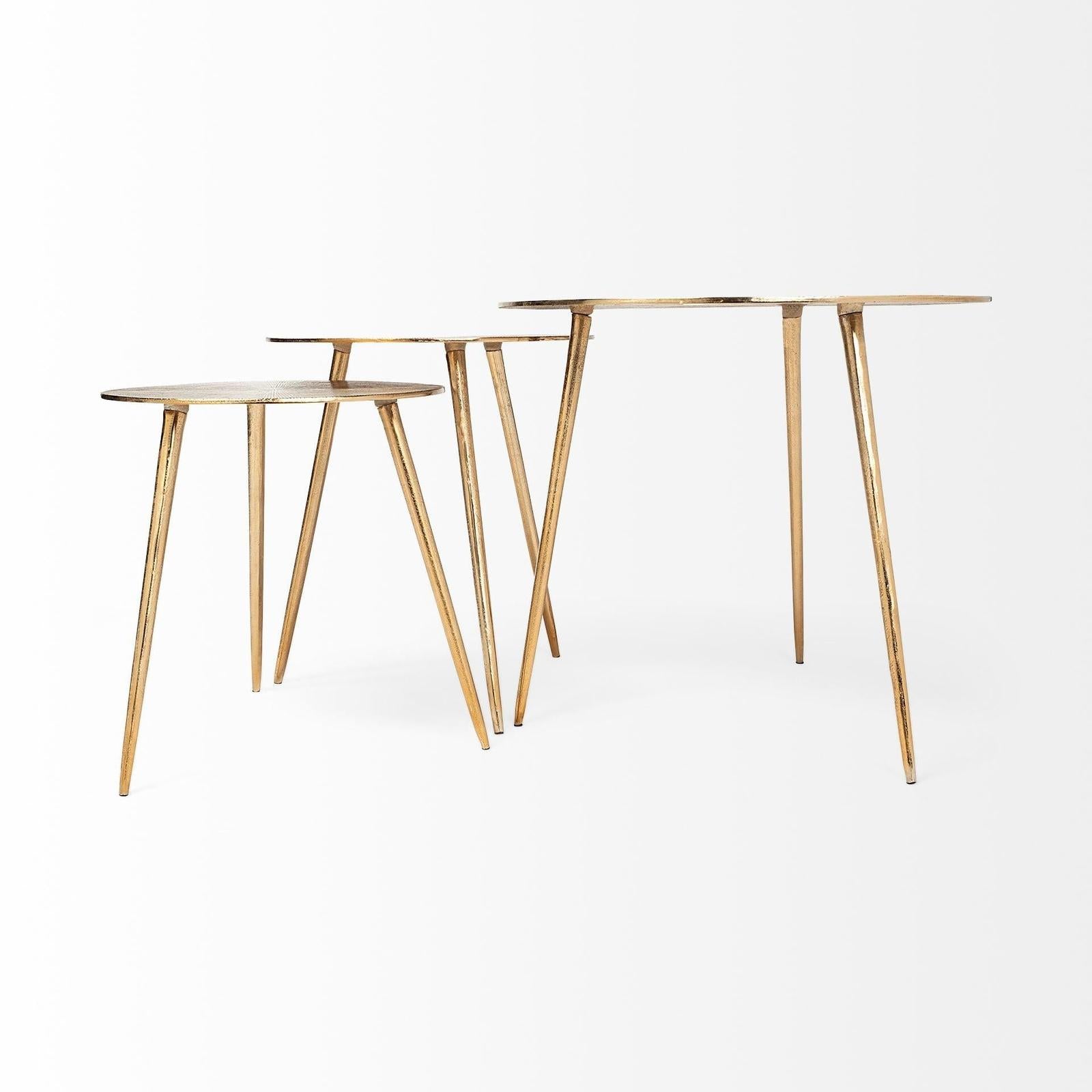 Mercana Reva Gold Round Top Cast Aluminum Accent Table