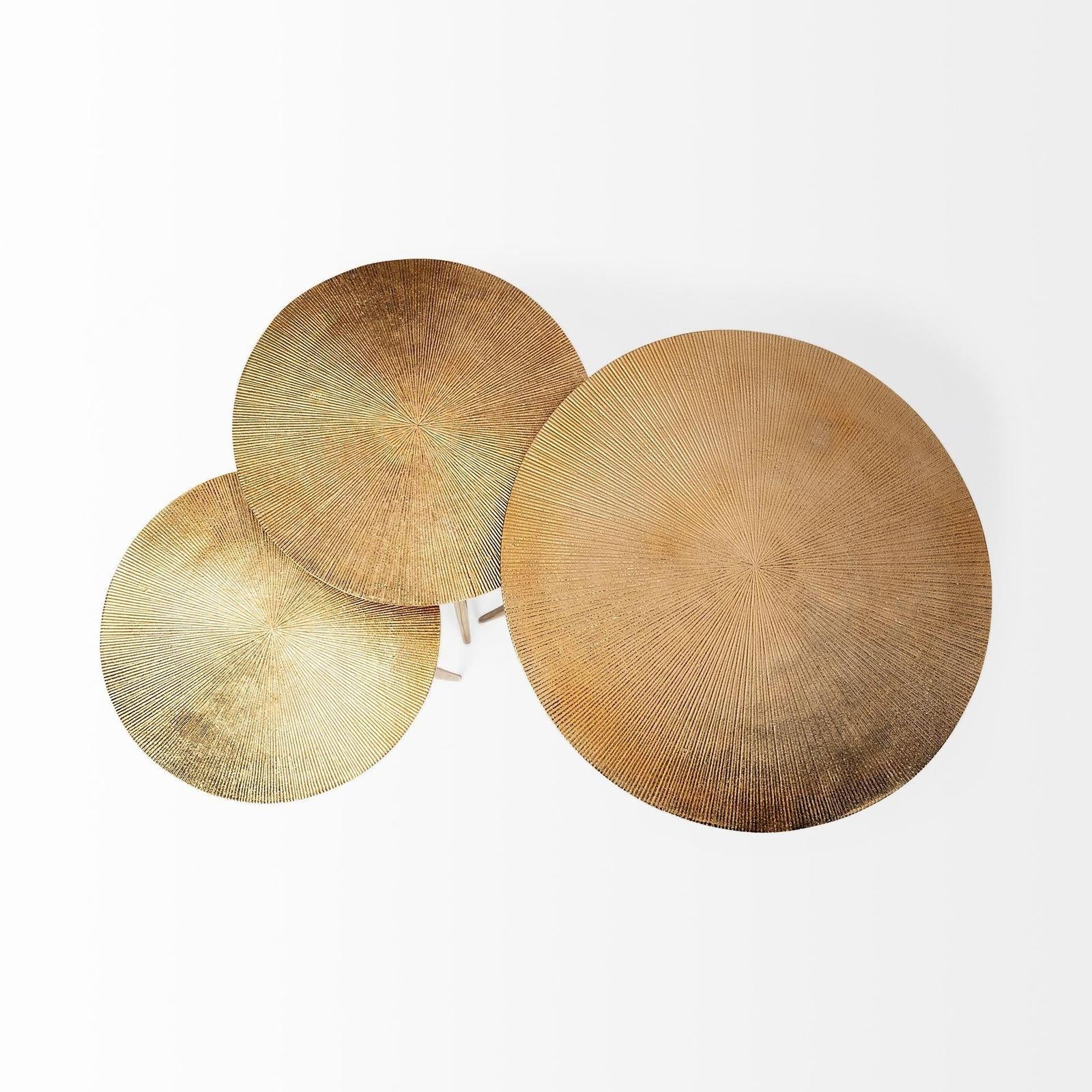 Mercana Reva Gold Round Top Cast Aluminum Accent Table