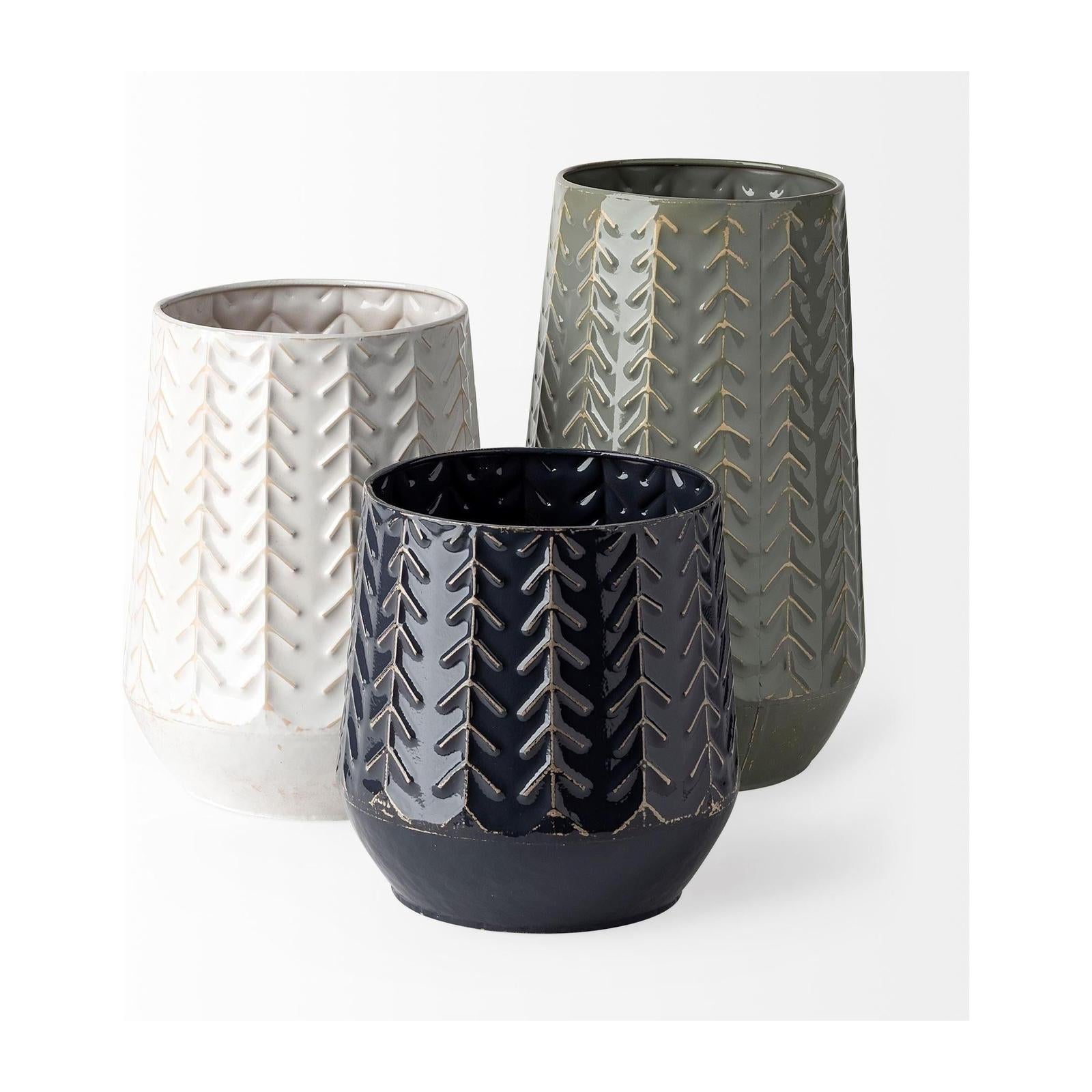 Mercana Gemma Metal Glossy Chevron Vase Clearance
