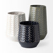 Mercana Gemma II Metal Glossy White Chevron Vase Clearance