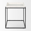Mercana Nathan Square Top White Marble and Black Metal End/Side Table Clearance