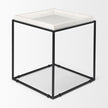 Mercana Nathan Square Top White Marble and Black Metal End/Side Table Clearance