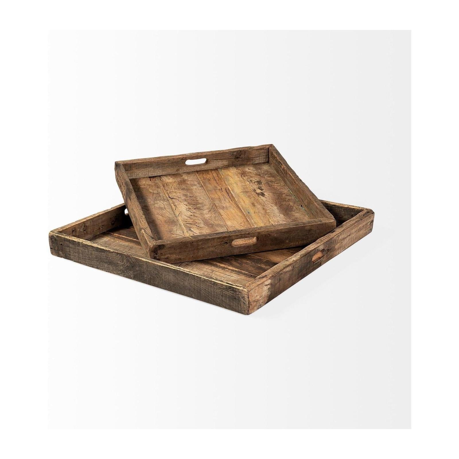 Mercana Carson Brown Reclaimed Wood Tray