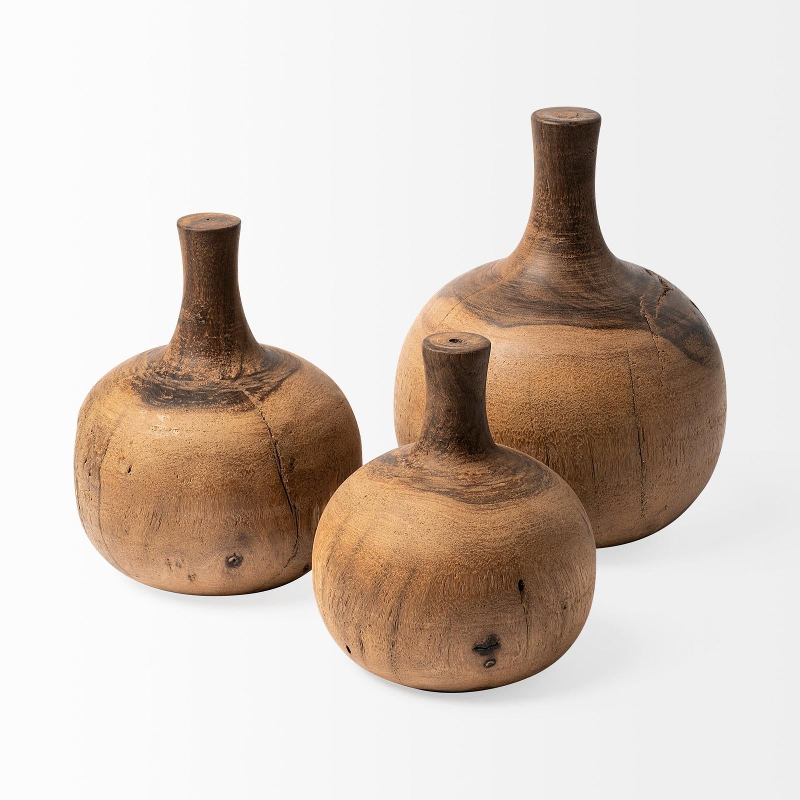 Mercana Afra Solid Wood Vase Shaped Decorative Object