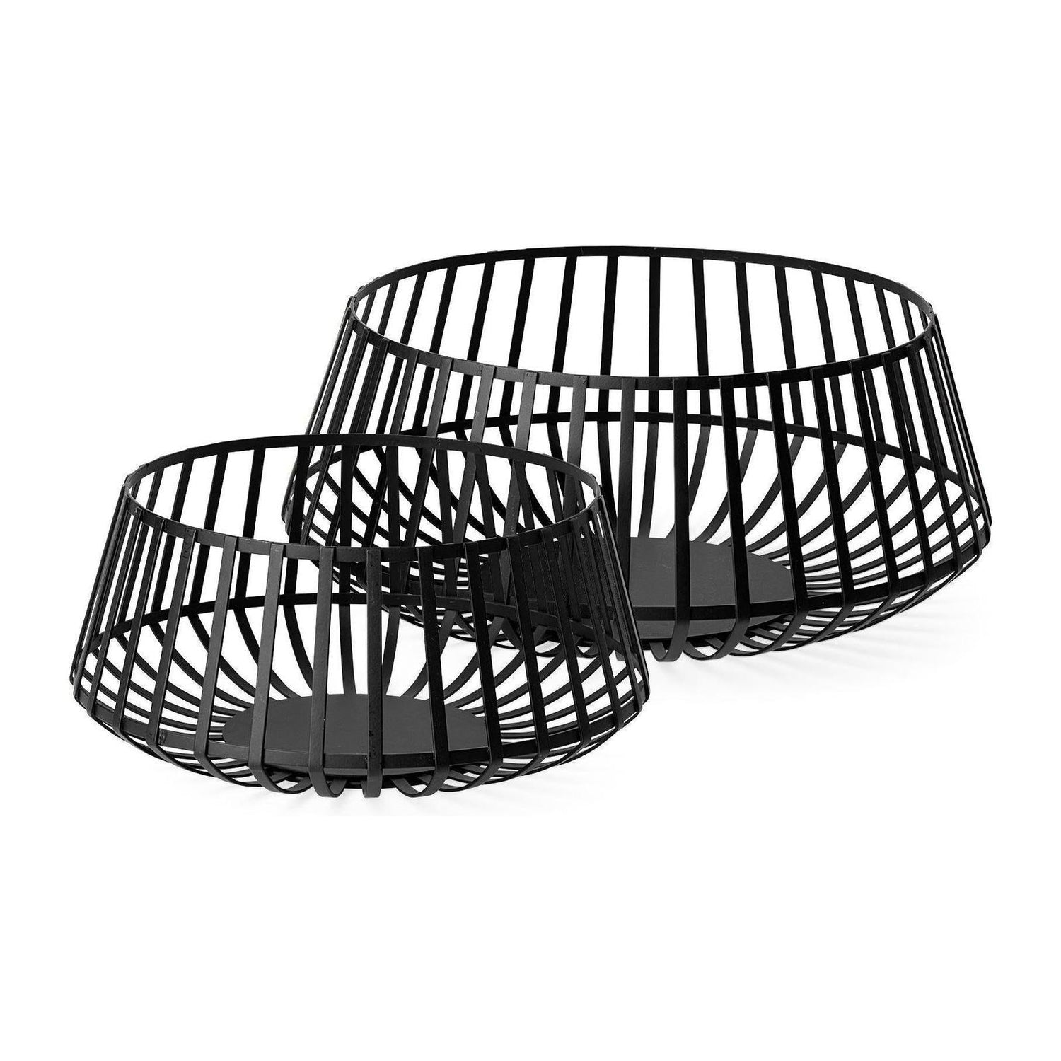 Mercana Emilio Black Metal Slated Bowls- Set of 2