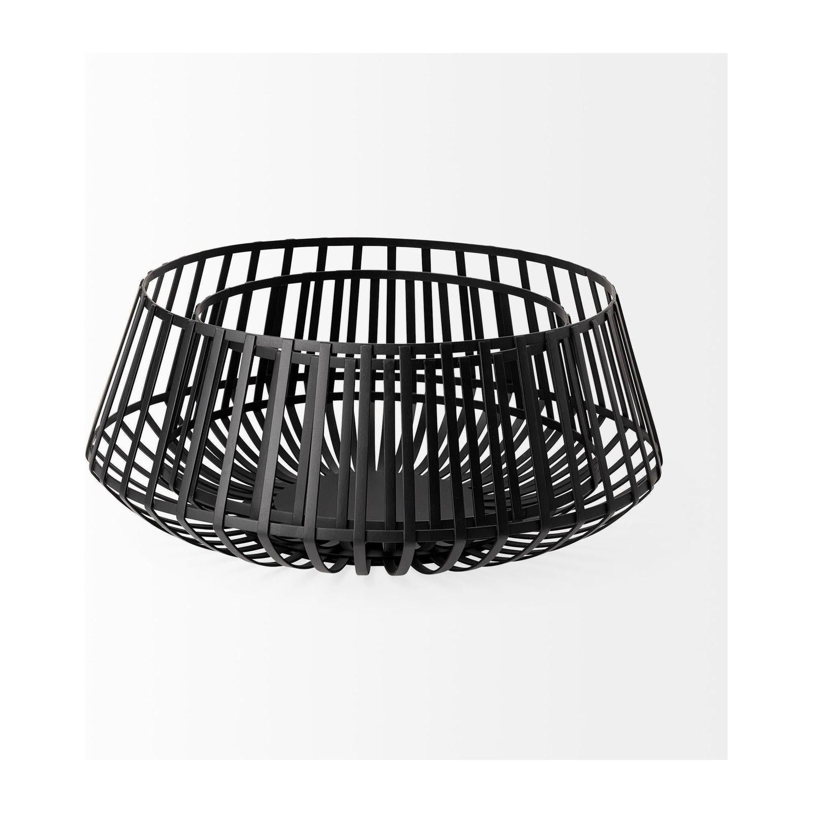 Mercana Emilio Black Metal Slated Bowls- Set of 2