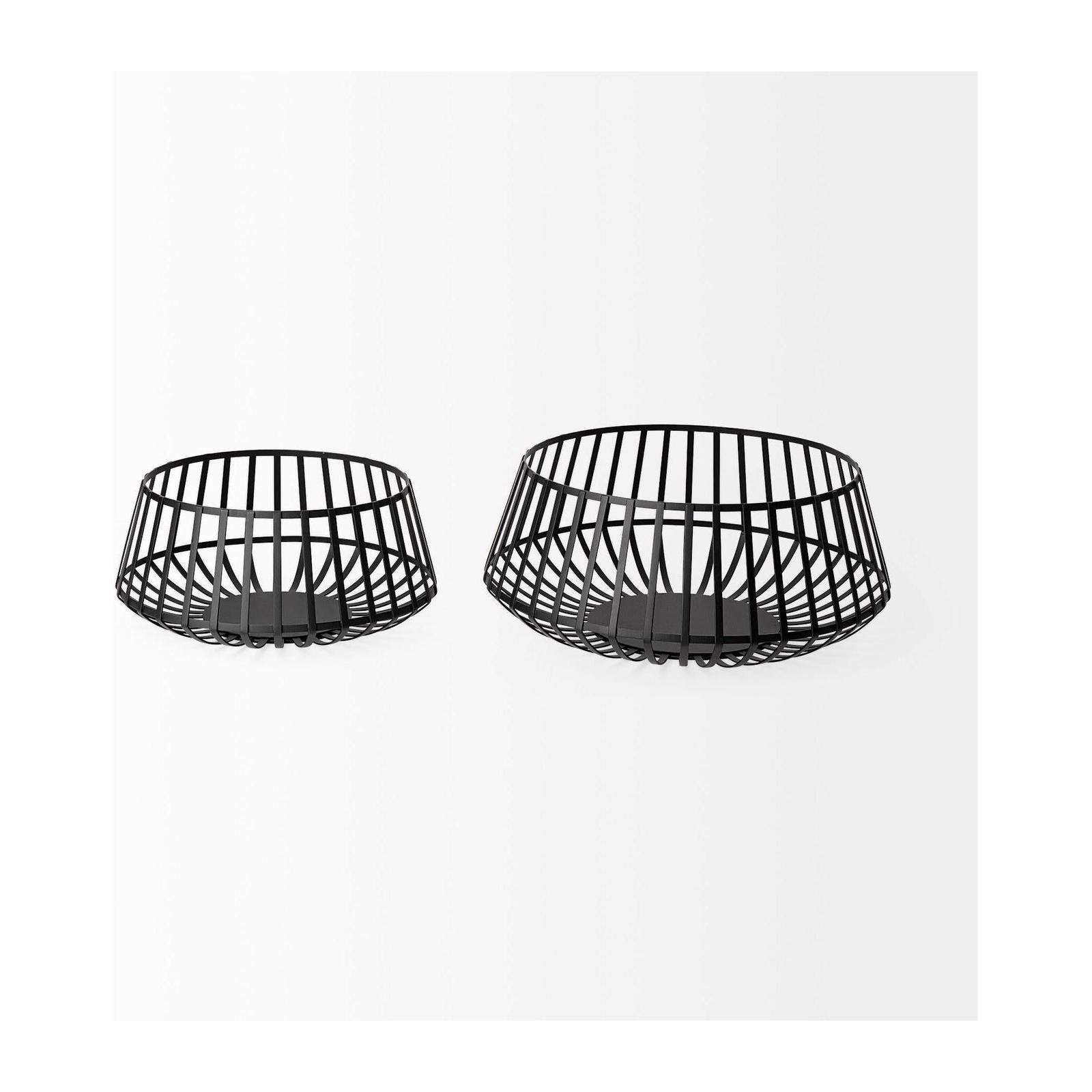 Mercana Emilio Black Metal Slated Bowls- Set of 2