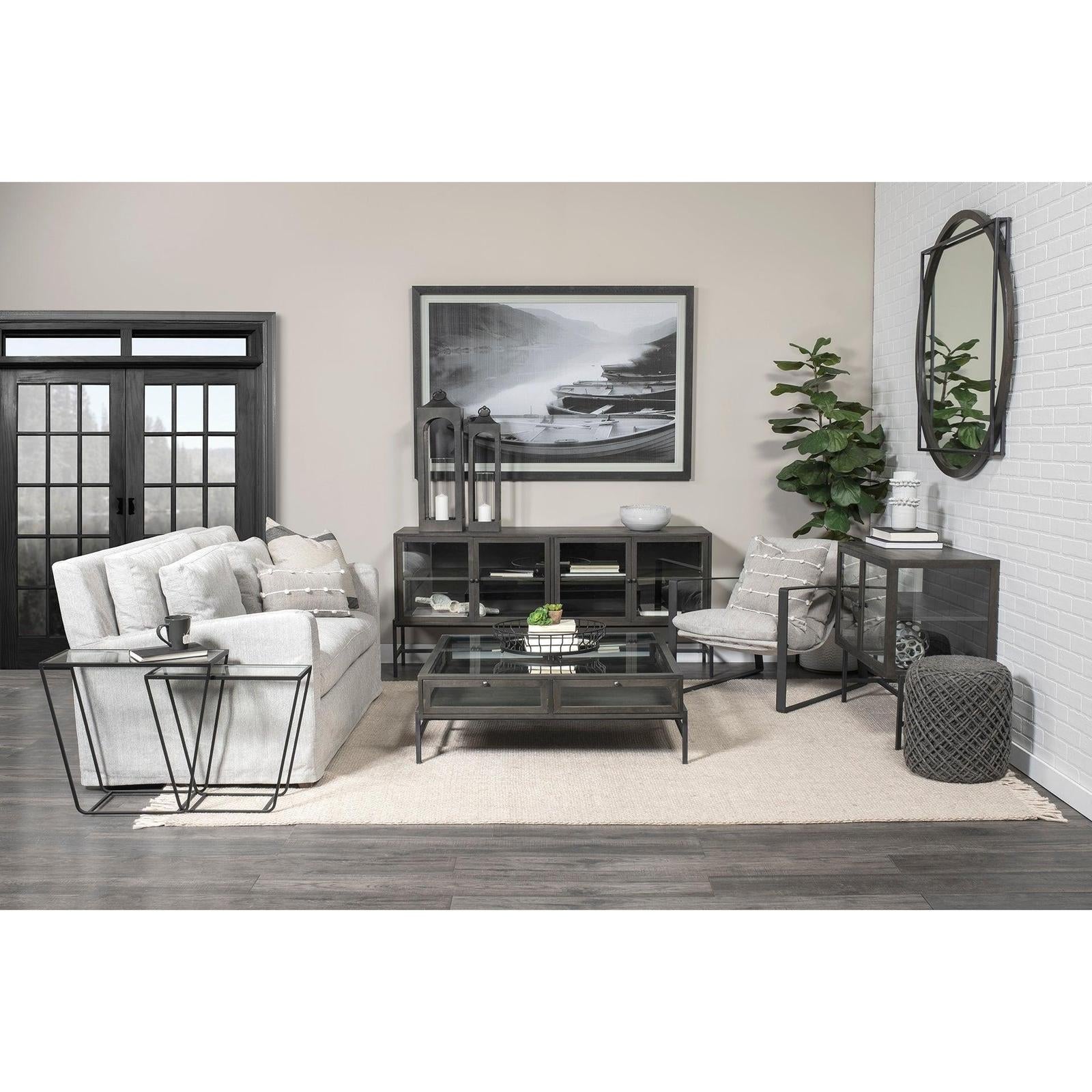 Mercana Denly Frost Gray Slipcover Two Seater Sofa Clearance