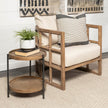 Mercana Skylar Fabric Covered Cushioned Demi-Lune Wooden Frame Accent Chair
