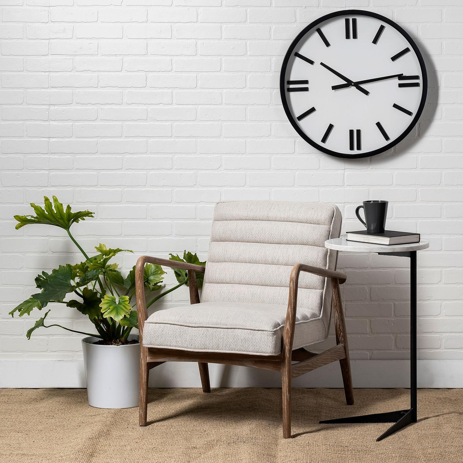 Mercana Ajax II Cream Fabric W/ Brown Wooden Frame Accent Chair