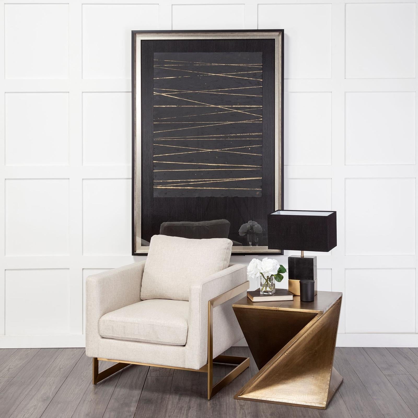 Mercana Zelda Gold Metal-Cladded Z-Shaped Wooden Accent Table