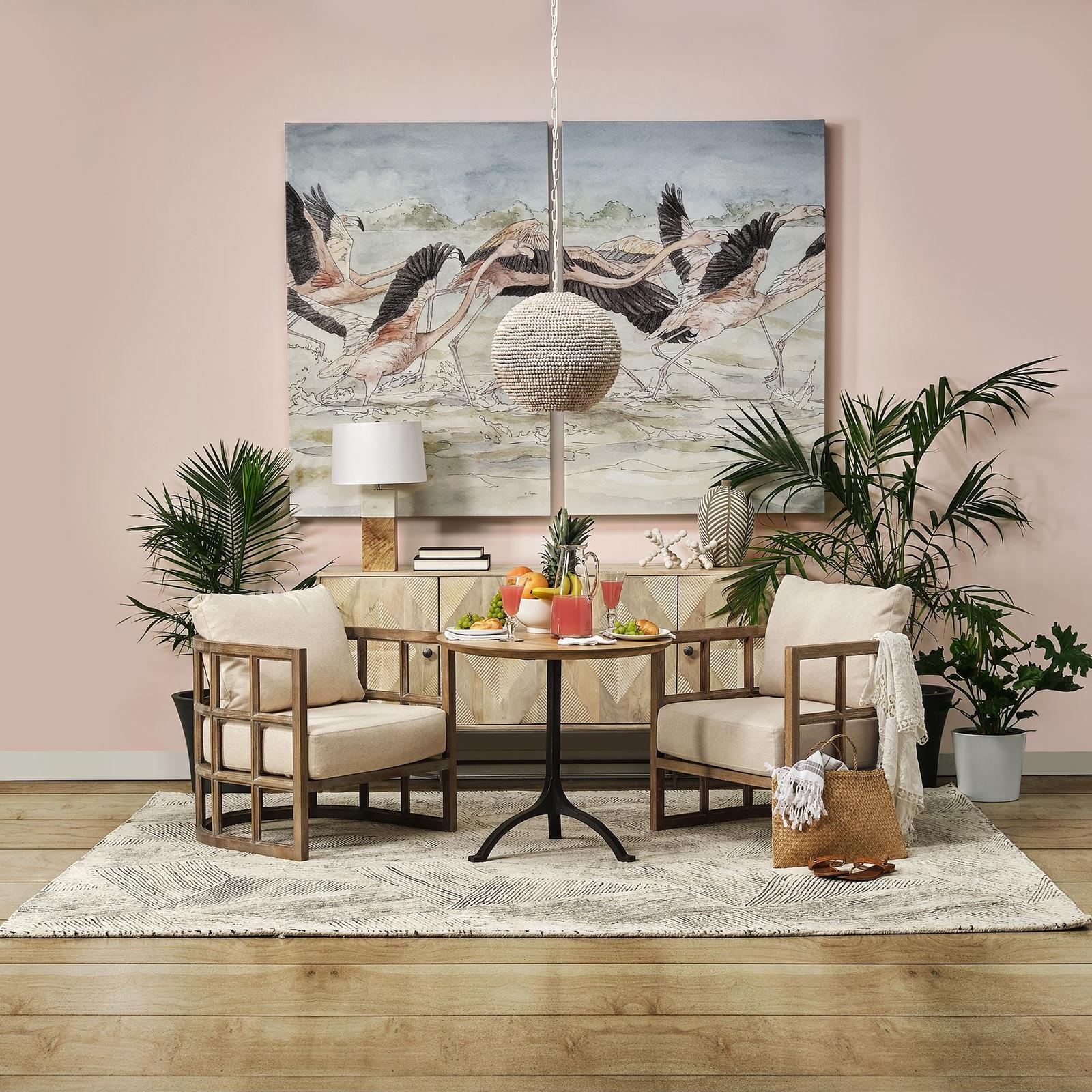 Mercana Skylar Fabric Covered Cushioned Demi-Lune Wooden Frame Accent Chair