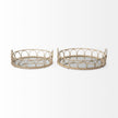 Mercana Leona Natural Wicker Woven Mirrored Base Nesting Trays- Set of 2 Clearance