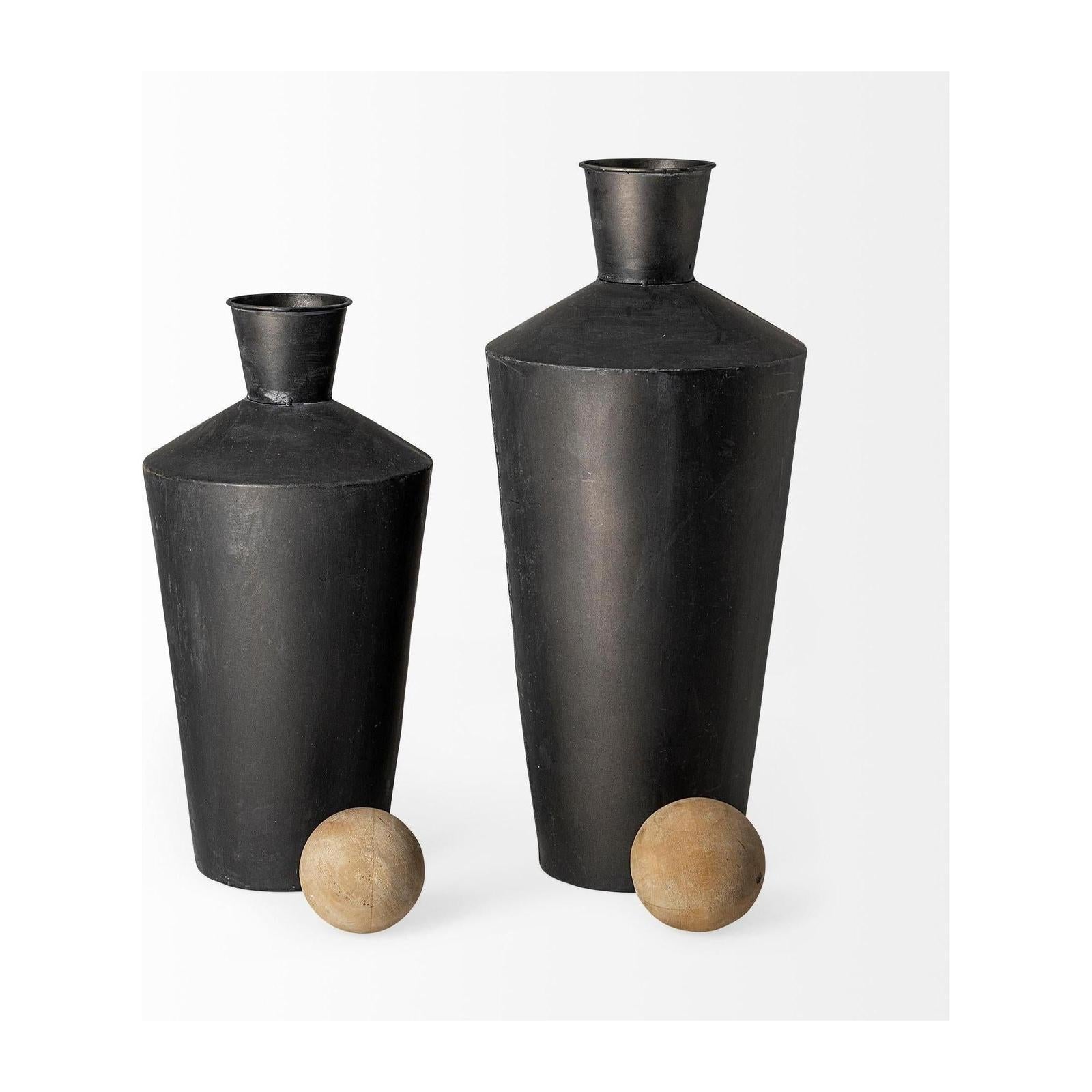 Mercana Asher Black Metal Urns - Set of 2