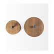 Mercana Cyril Gray Metal W/ Brown Wood Lids Jars- Set of 2