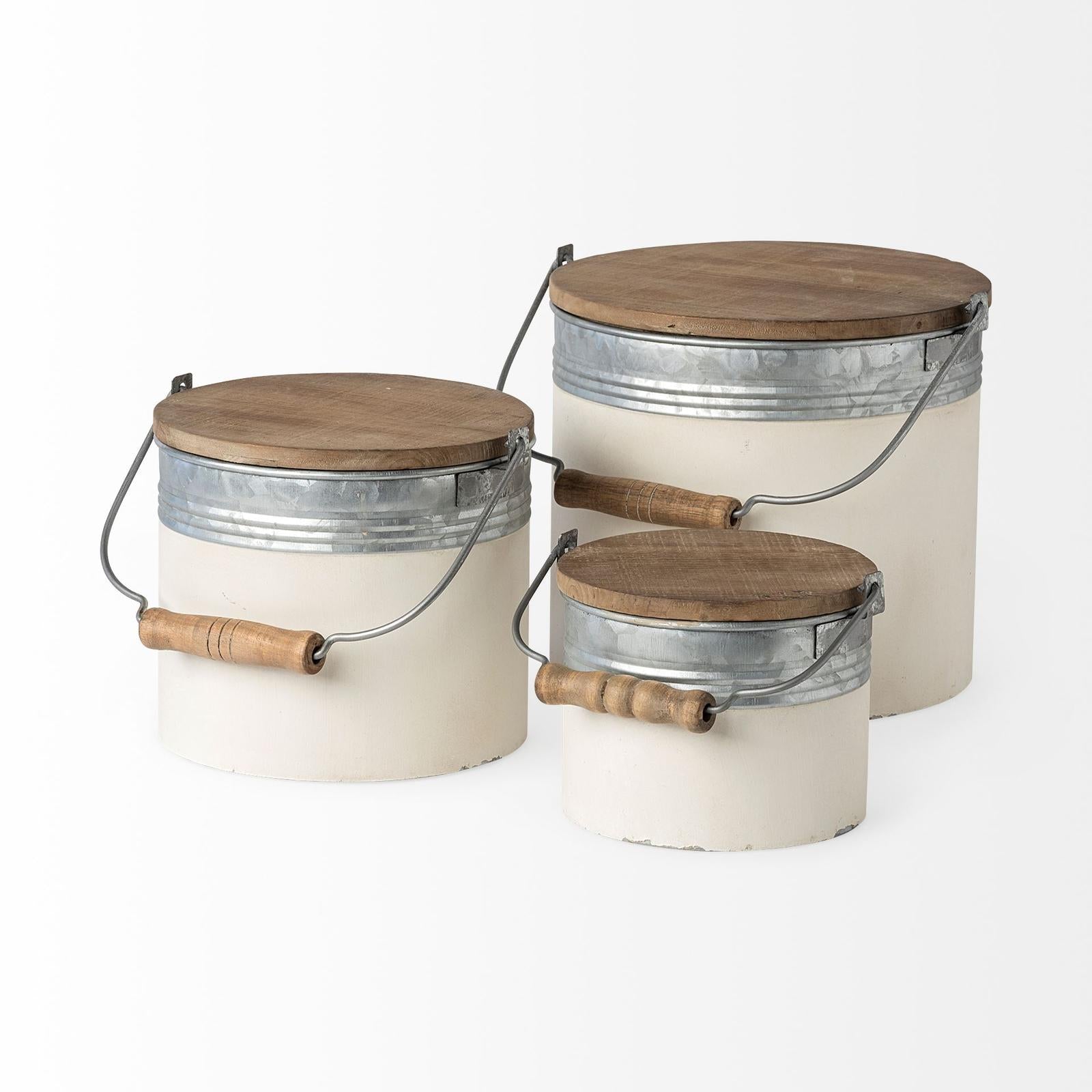 Mercana Alani White Metal Storage Boxes - Set of 3