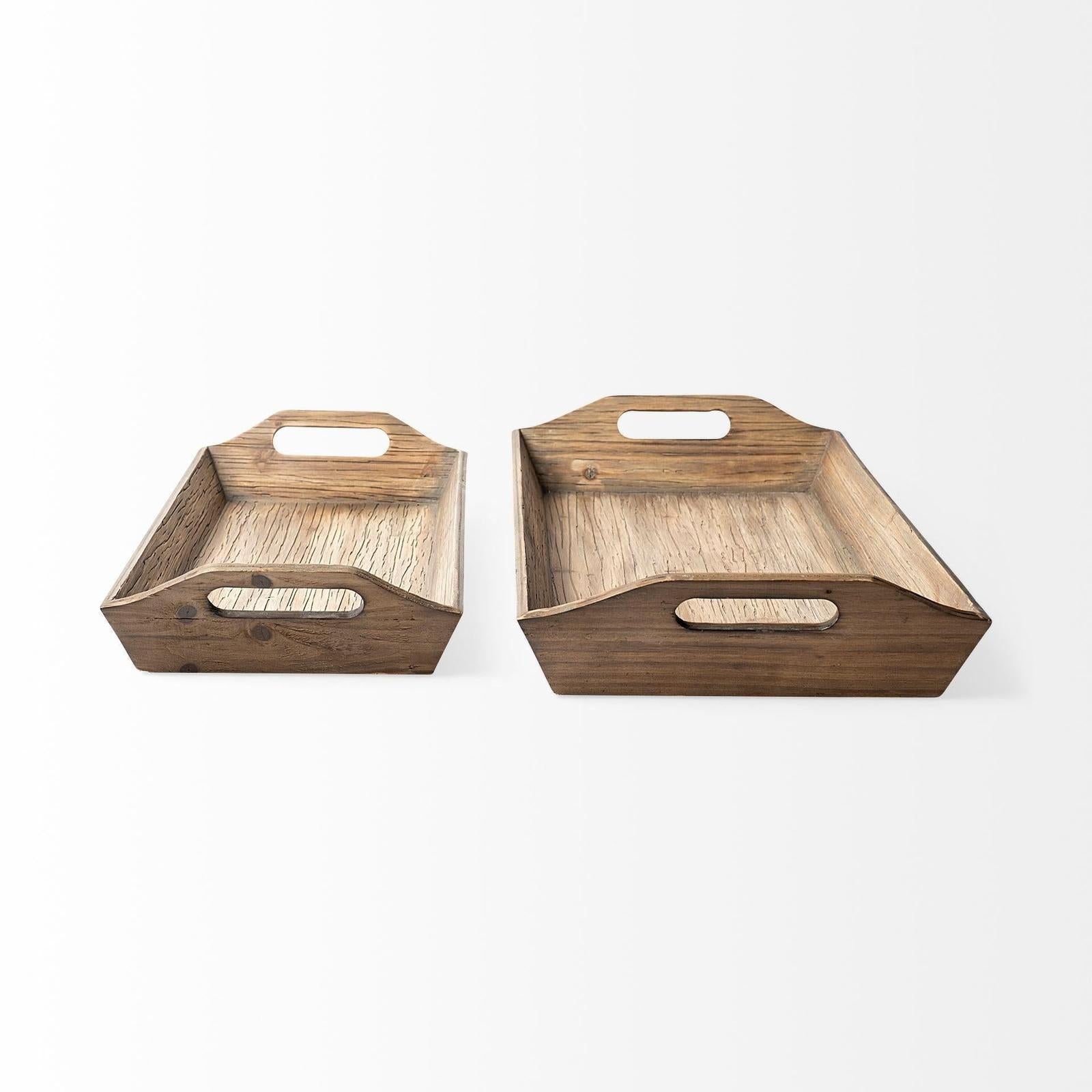 Mercana Tawny Natural Wooden Trays - Set of 2