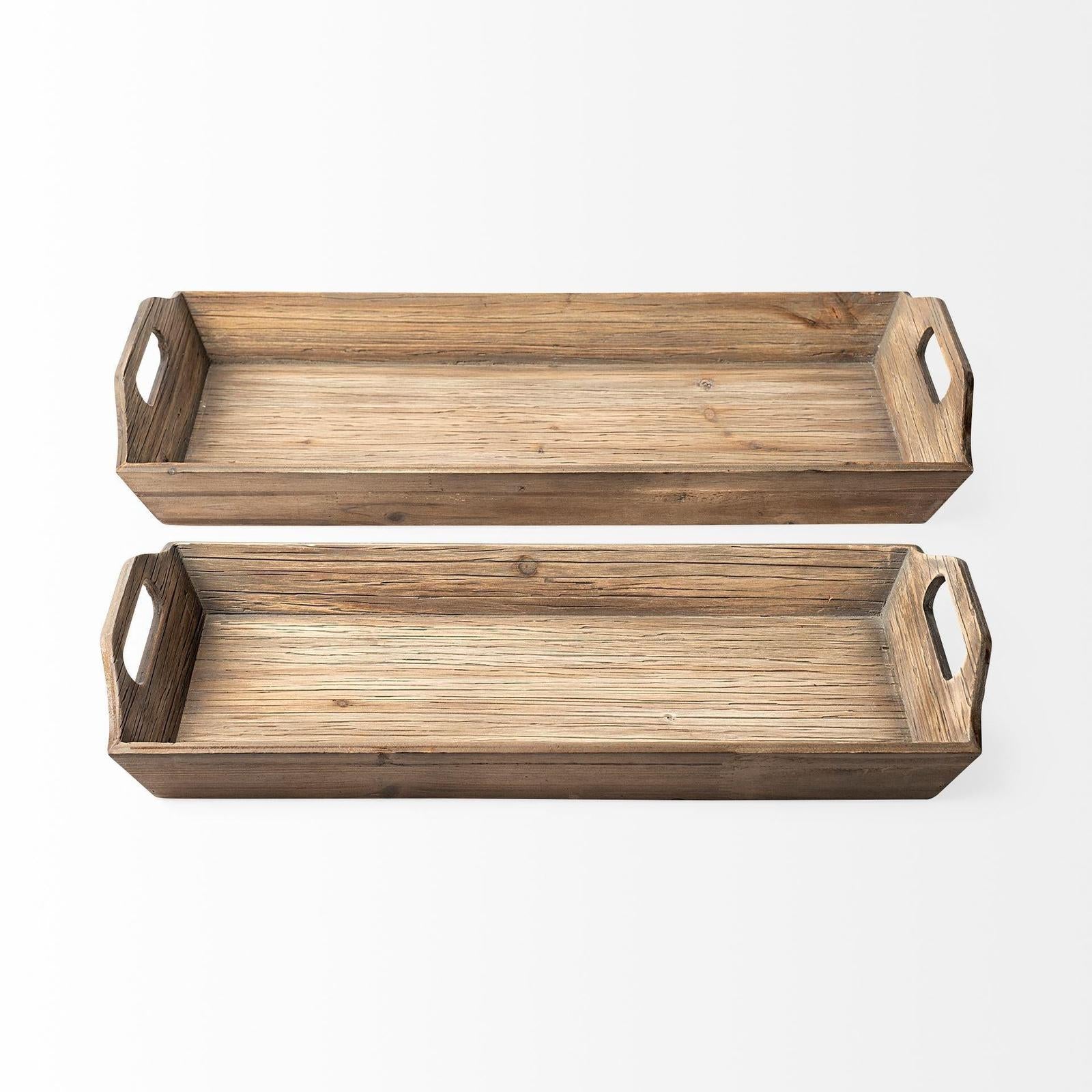 Mercana Tawny Natural Wooden Trays - Set of 2