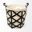 Mercana Liya Black Metal Basket with Cream Fabric Liner Clearance