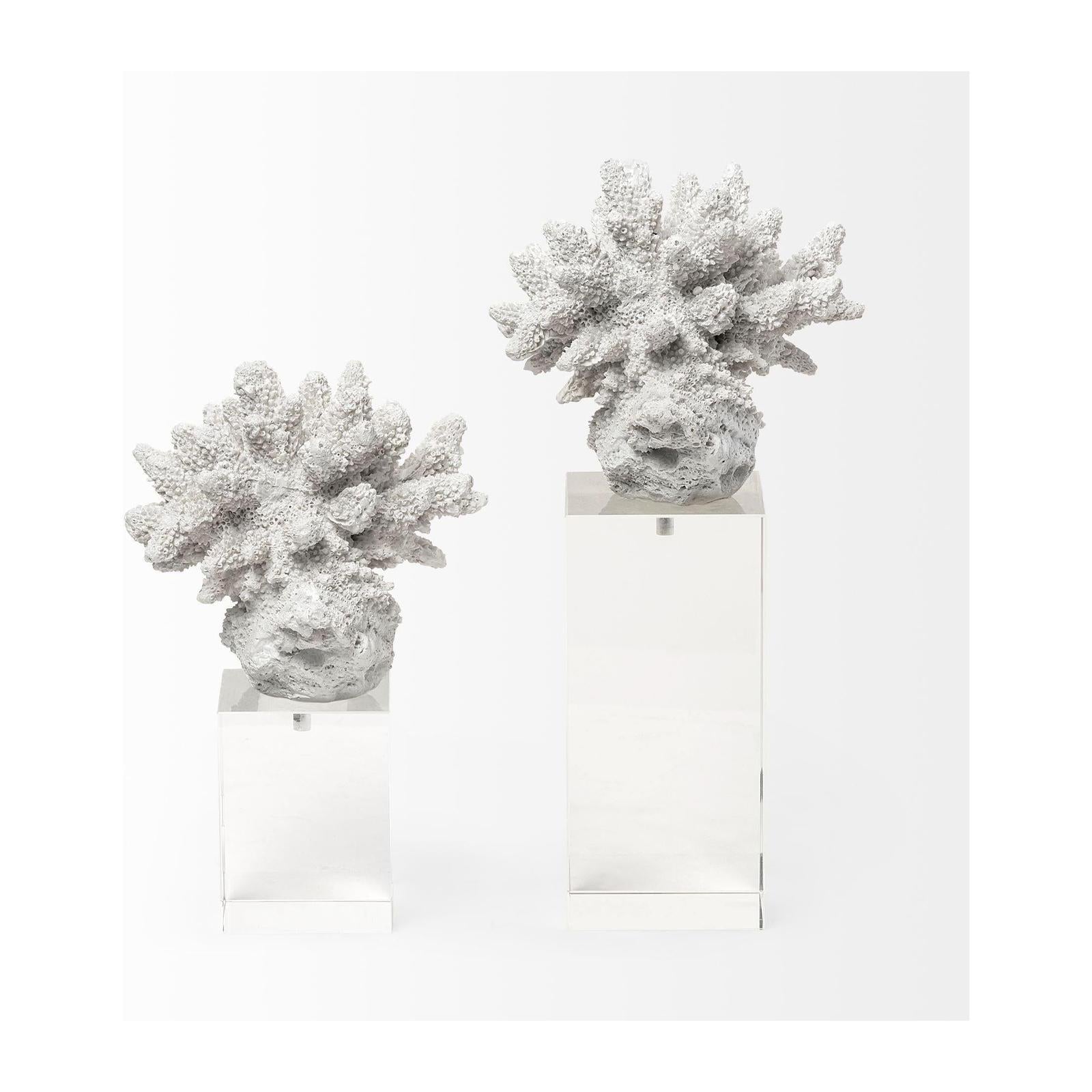 Mercana Isla White Replica Resin Coral On Clear White Glass Clearance