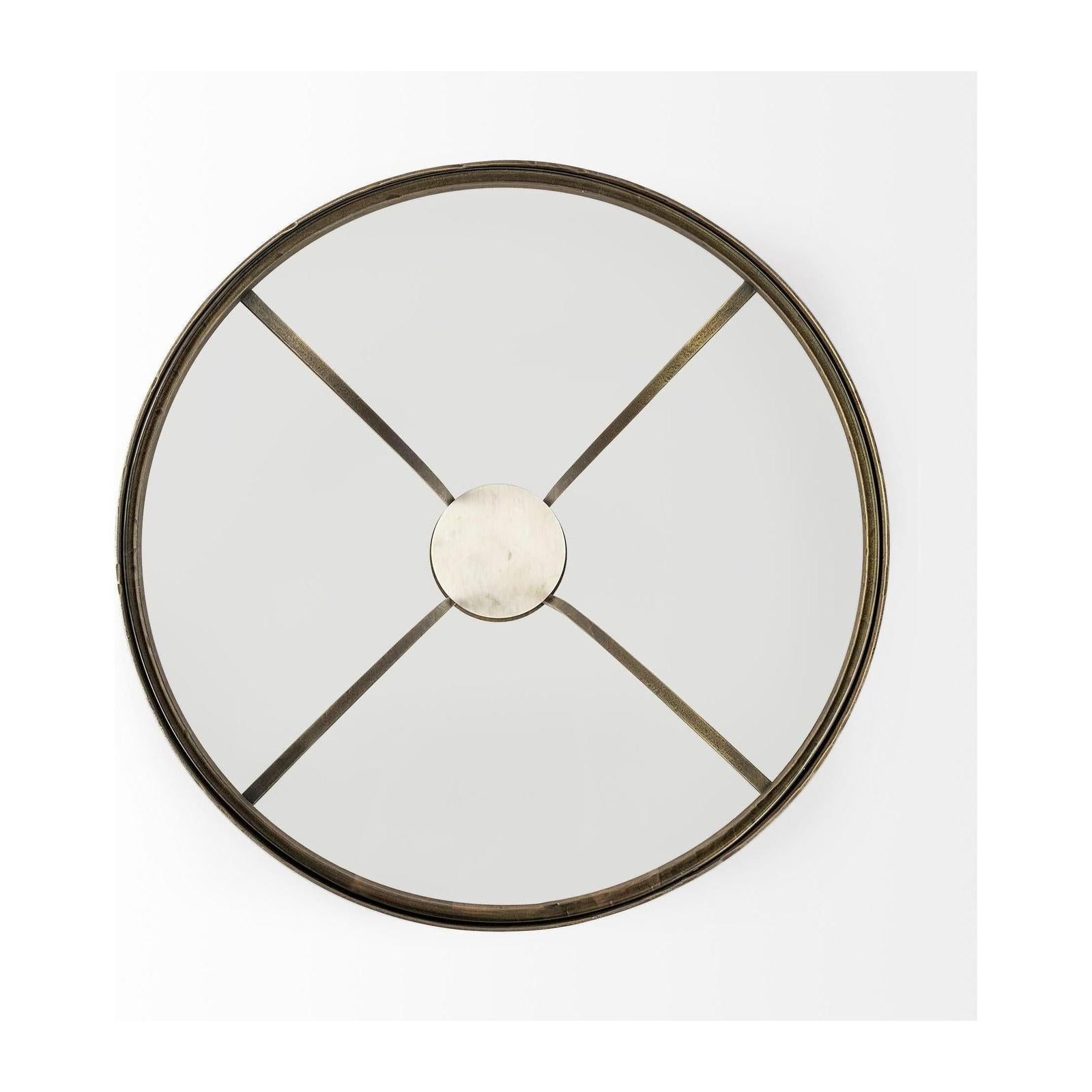 Mercana Jacinta Round Glass Top Metal and Marble Pedestal End/Side Table
