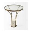 Mercana Jacinta Round Glass Top Metal and Marble Pedestal End/Side Table