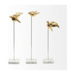 Mercana Aya Gold Metal Decorative Birds - Set of 3
