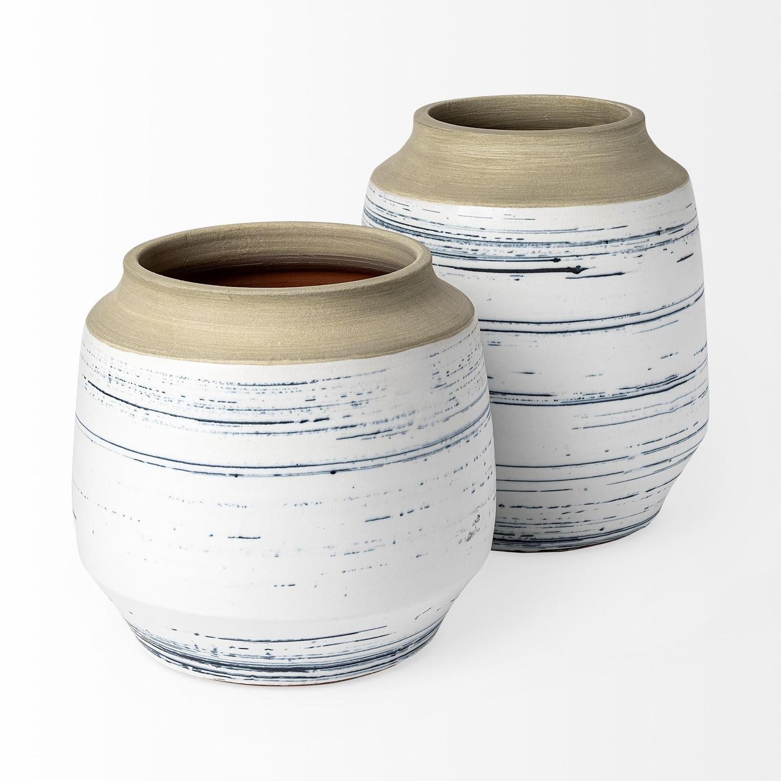 Mercana Sonnett White/Blue Ceramic Vase Clearance