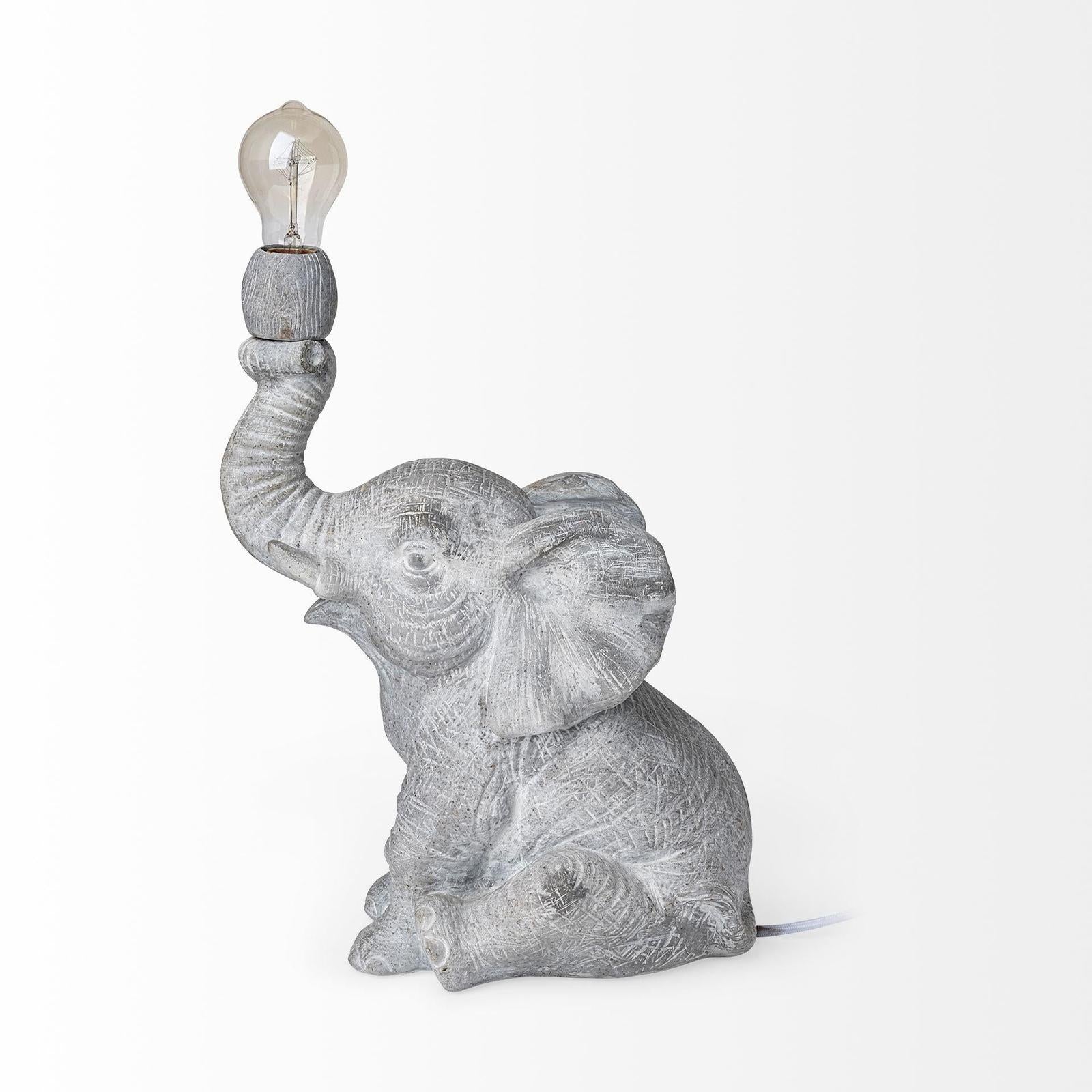Mercana Tantor Gray Resin Elephant Calf Table Lamp