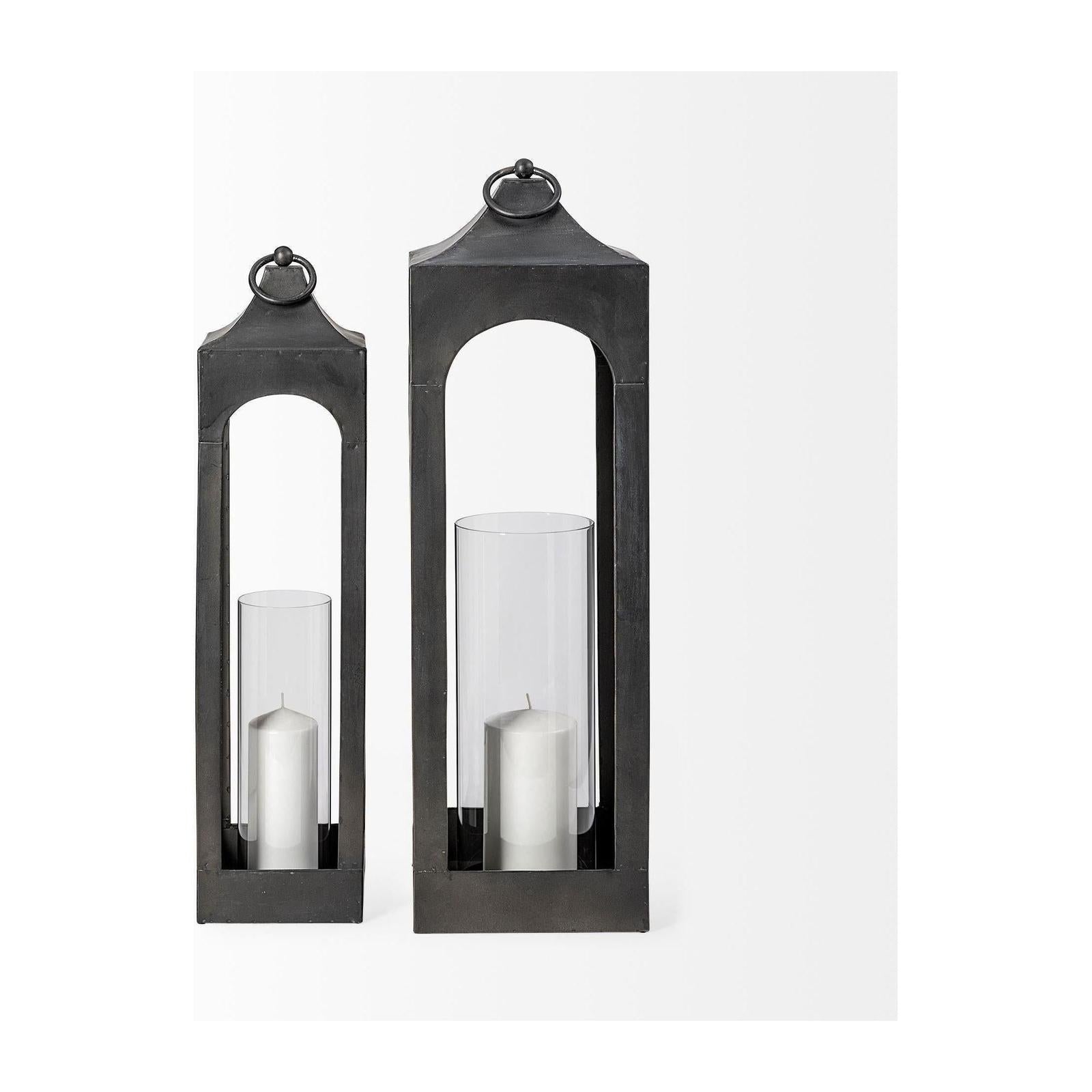Mercana Ina Charcoal Metal Candle Holder Lantern