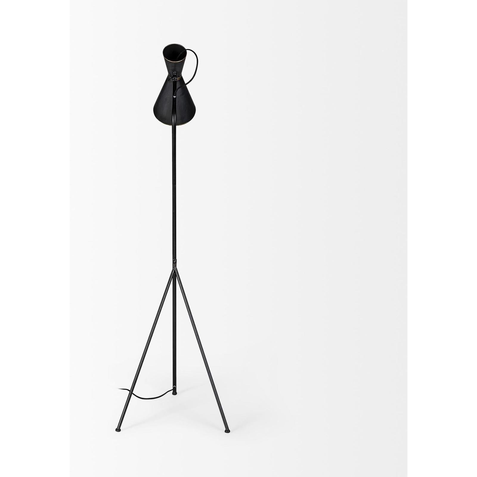 Mercana Eris Black/Brass Metal Cone Shade Floor Lamp