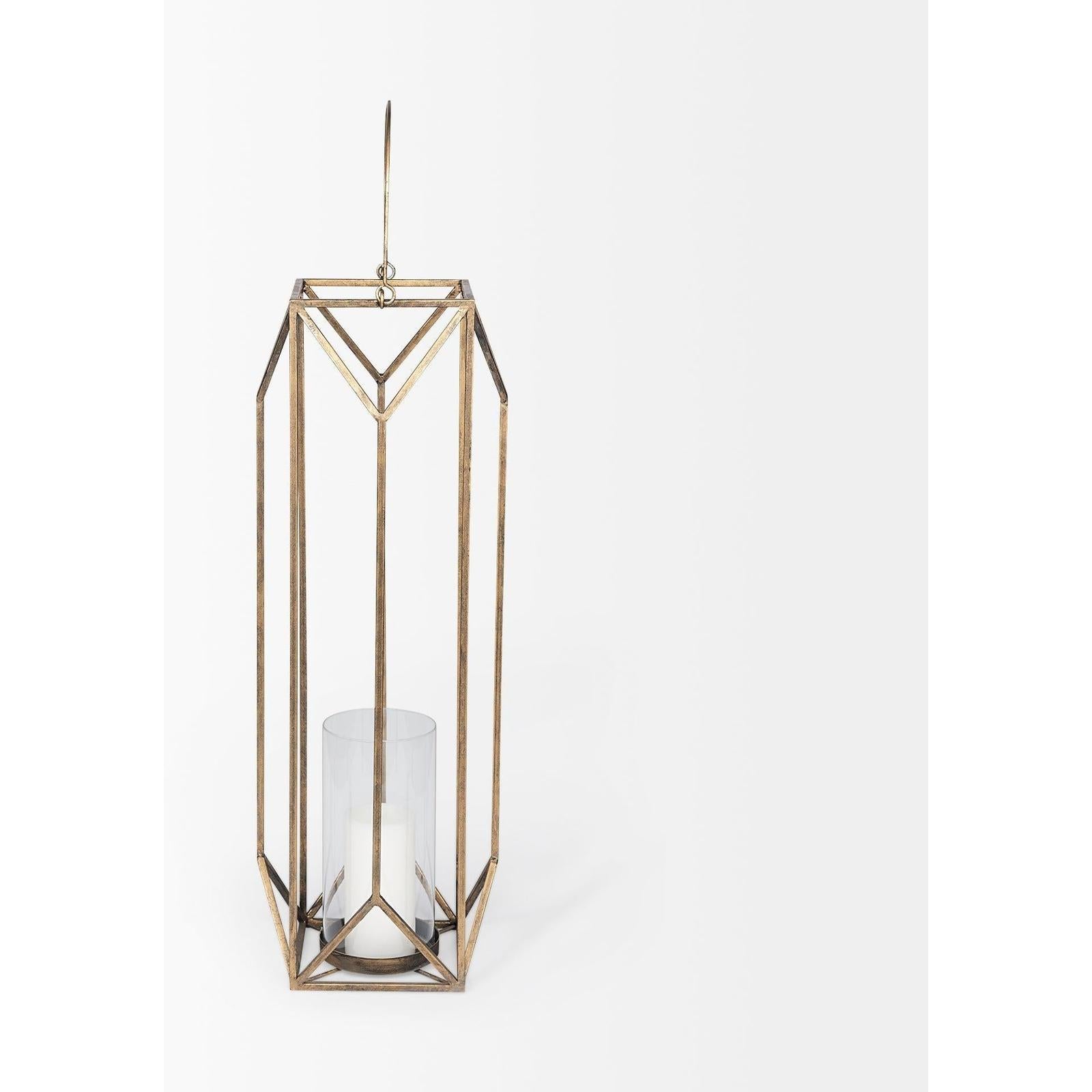 Mercana Ivy Gold Metal Geometric Cage Candle Holder Lantern Clearance