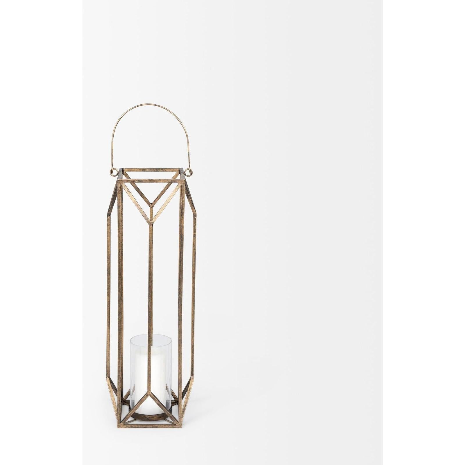 Mercana Ivy Gold Metal Geometric Cage Candle Holder Lantern Clearance