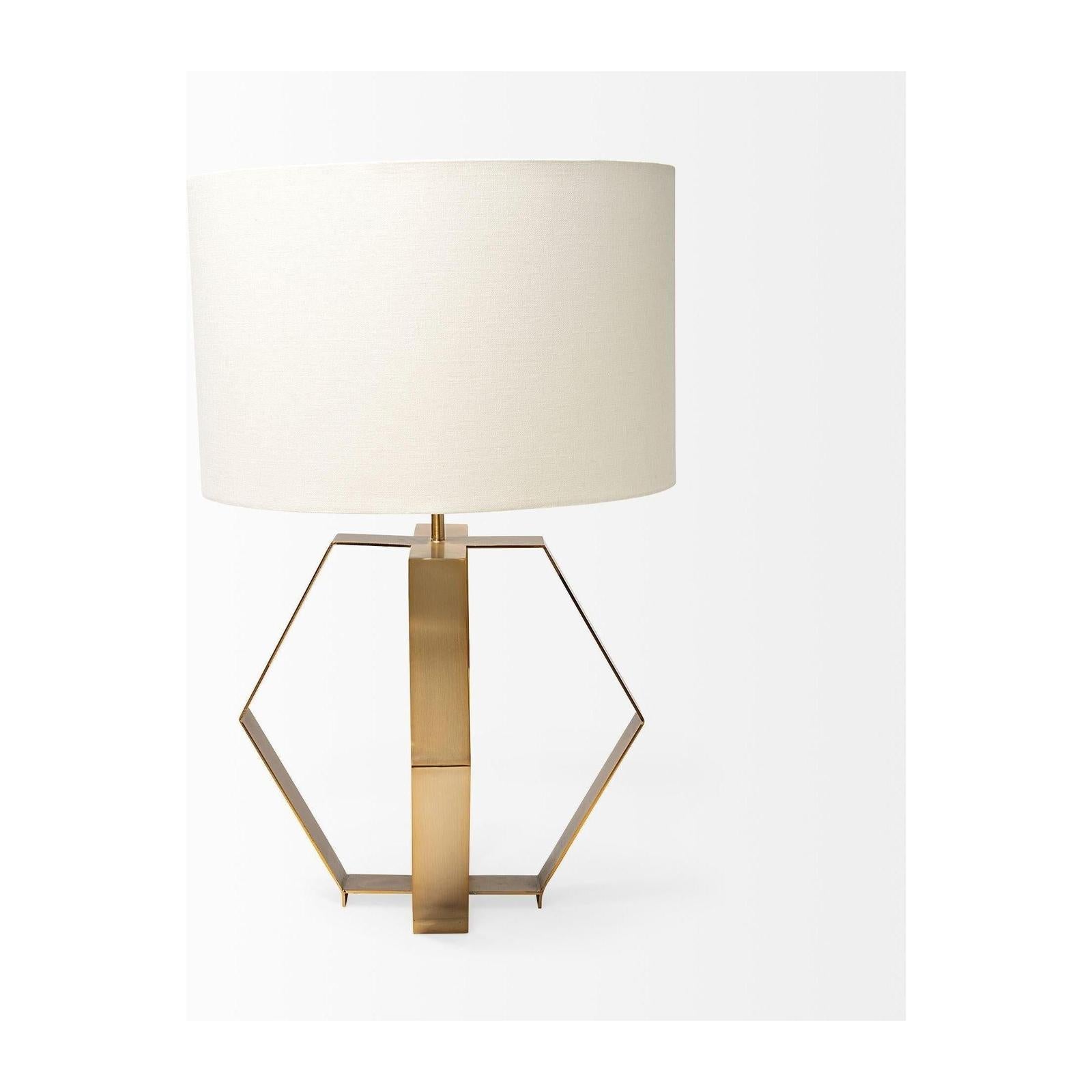 Mercana Edwards Gold Metal Base w/ Cream Fabric Shade Table Lamp Clearance